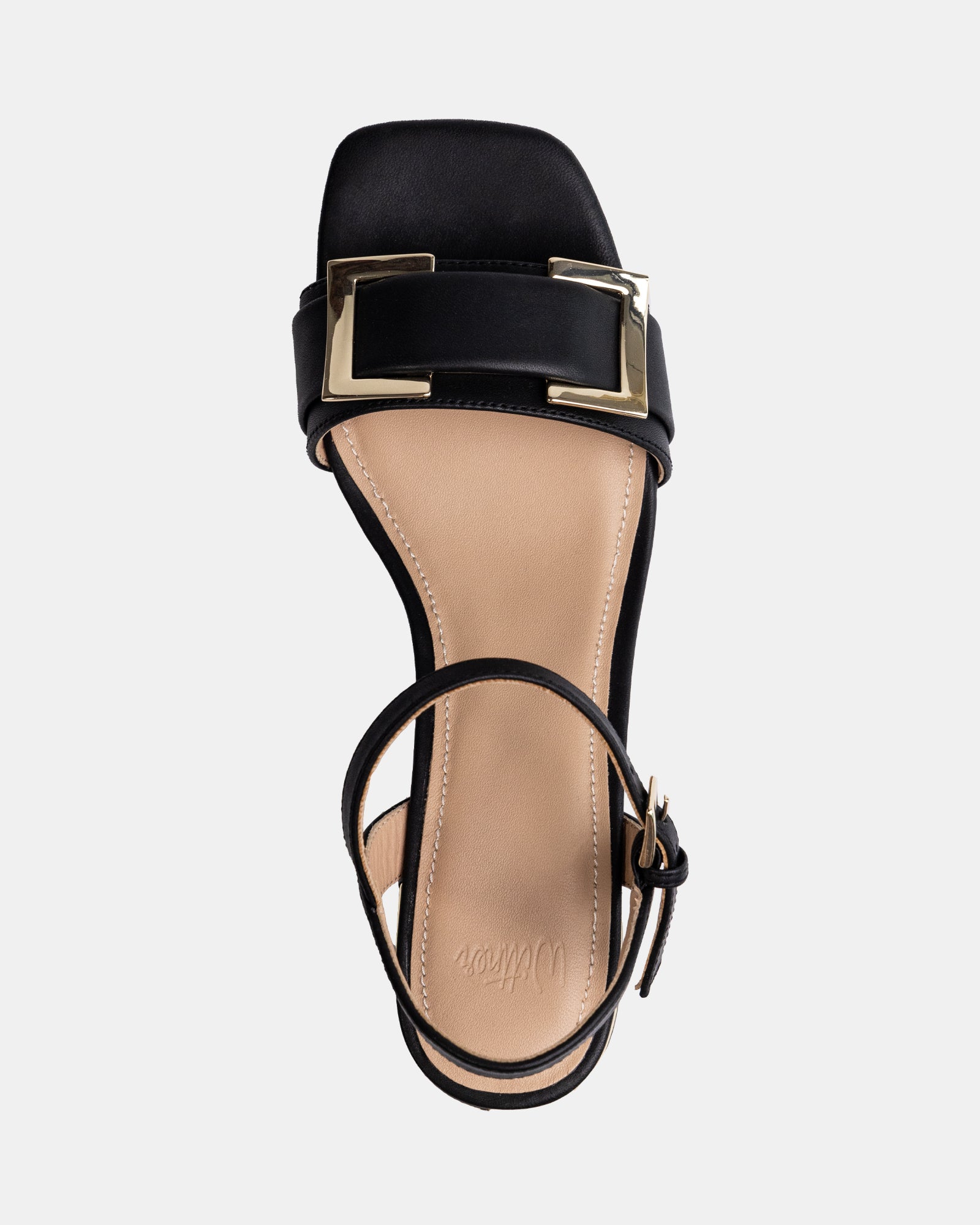 Izaro Black Leather Block Heel