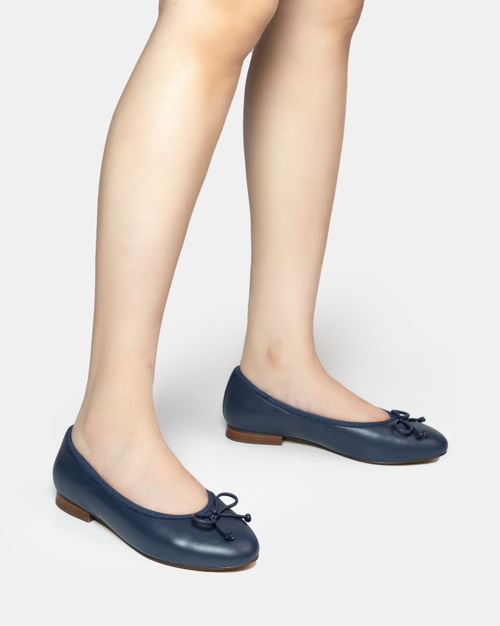 Alina Navy Leather Ballet Flat