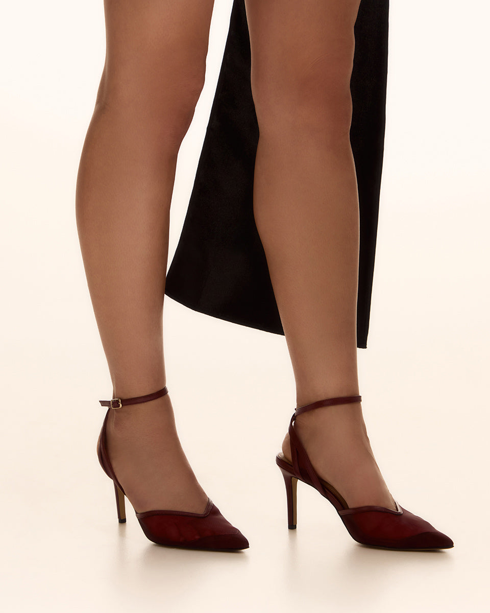 Raylee Raisin Mesh Textile High Heels