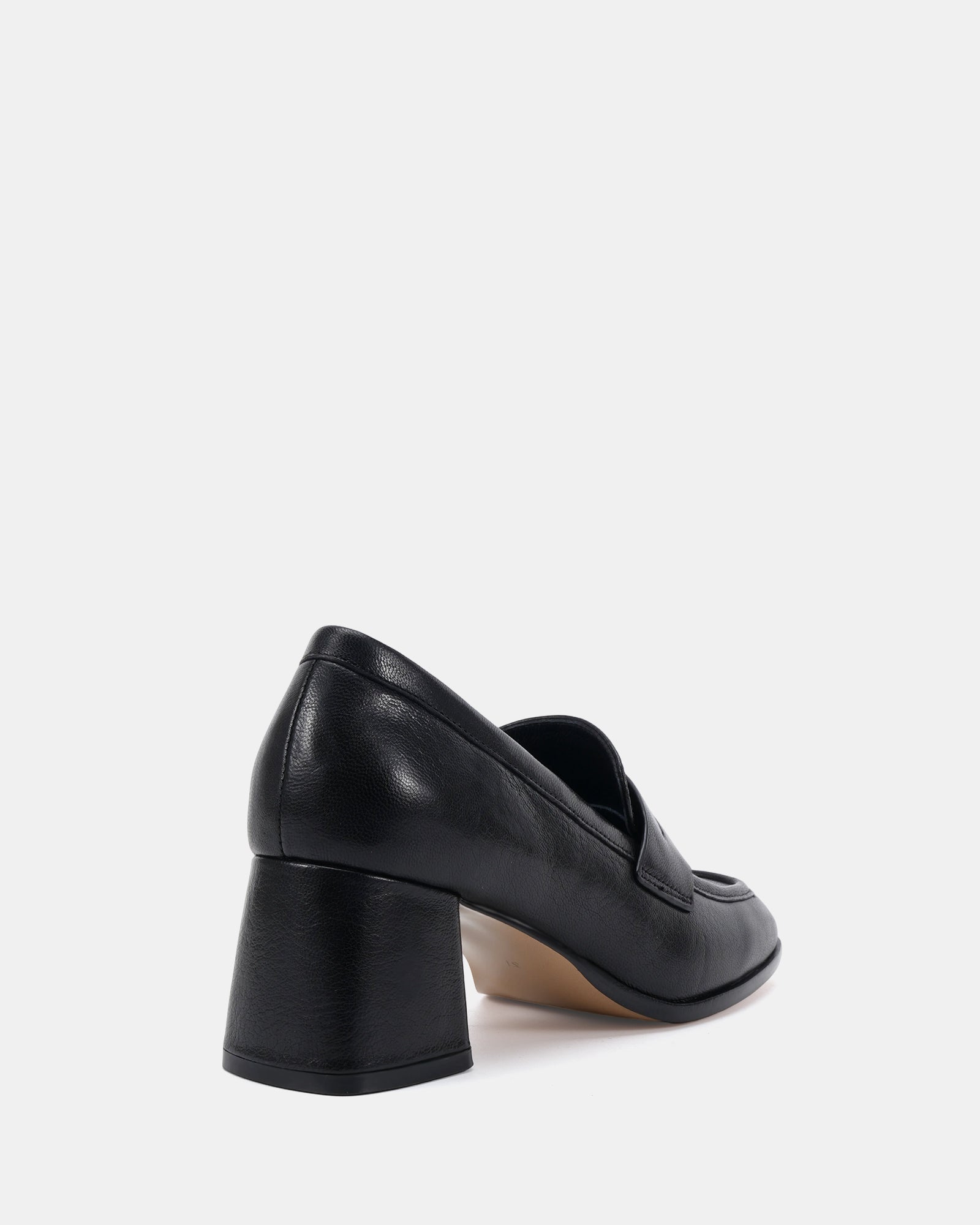 Kylie Black Leather Heeled Loafer