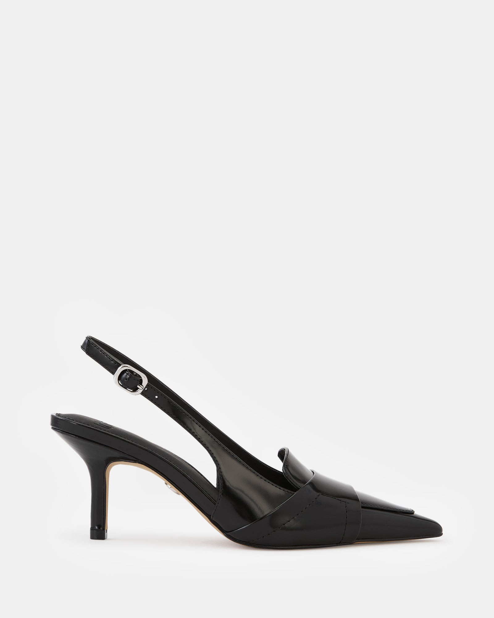 Luna Black Leather Slingback