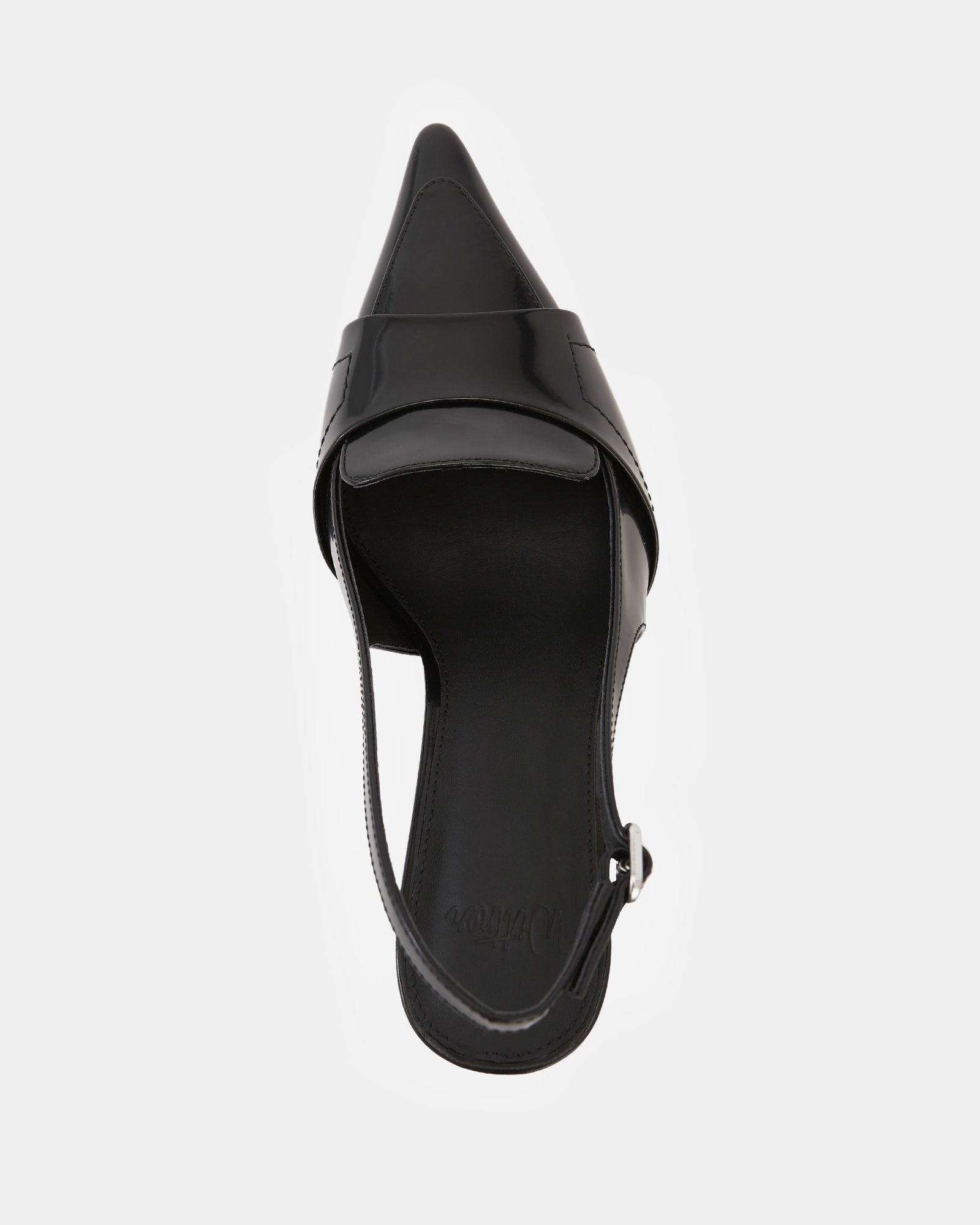 Luna Black Leather Slingback