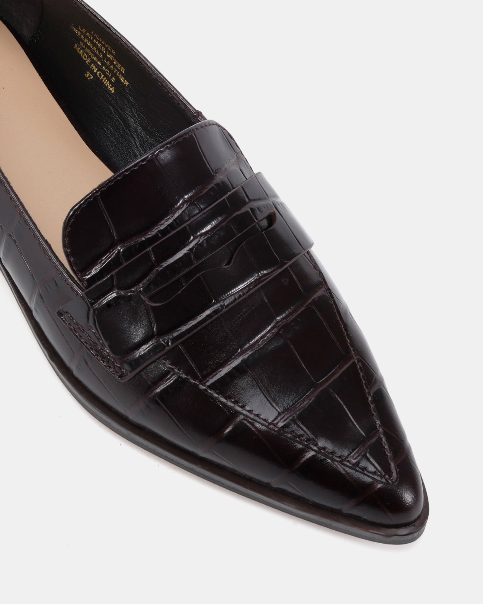 Denver Dark Brown Croc Embossed Leather Loafer