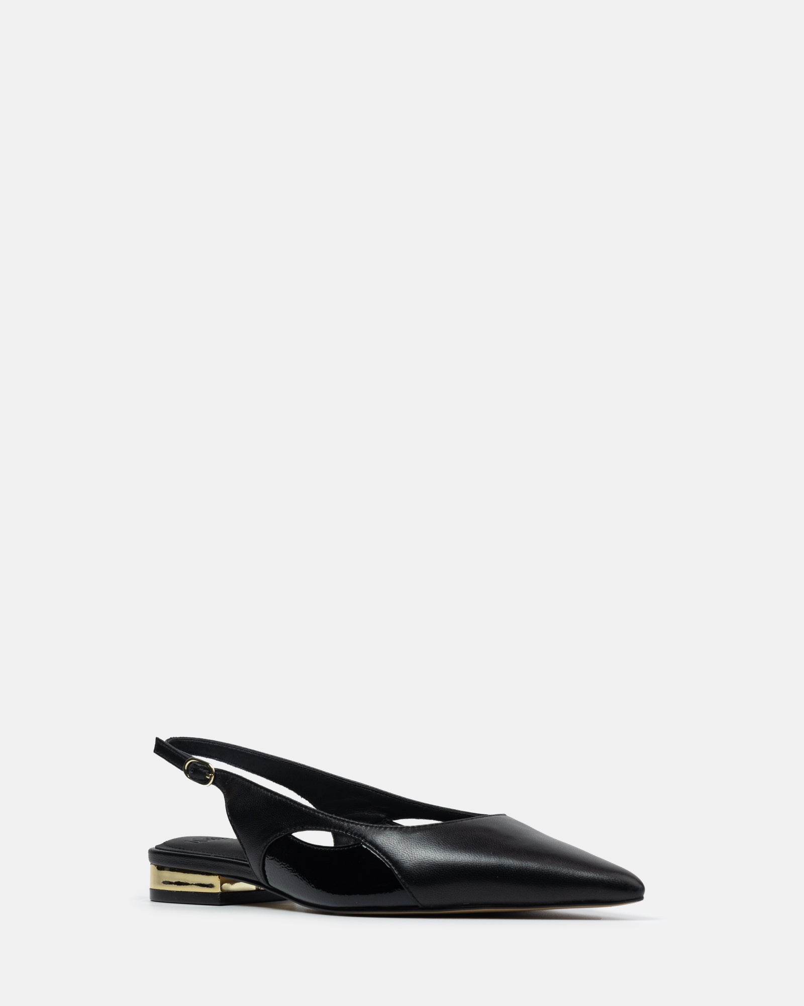 Margaret Black Leather Slingback