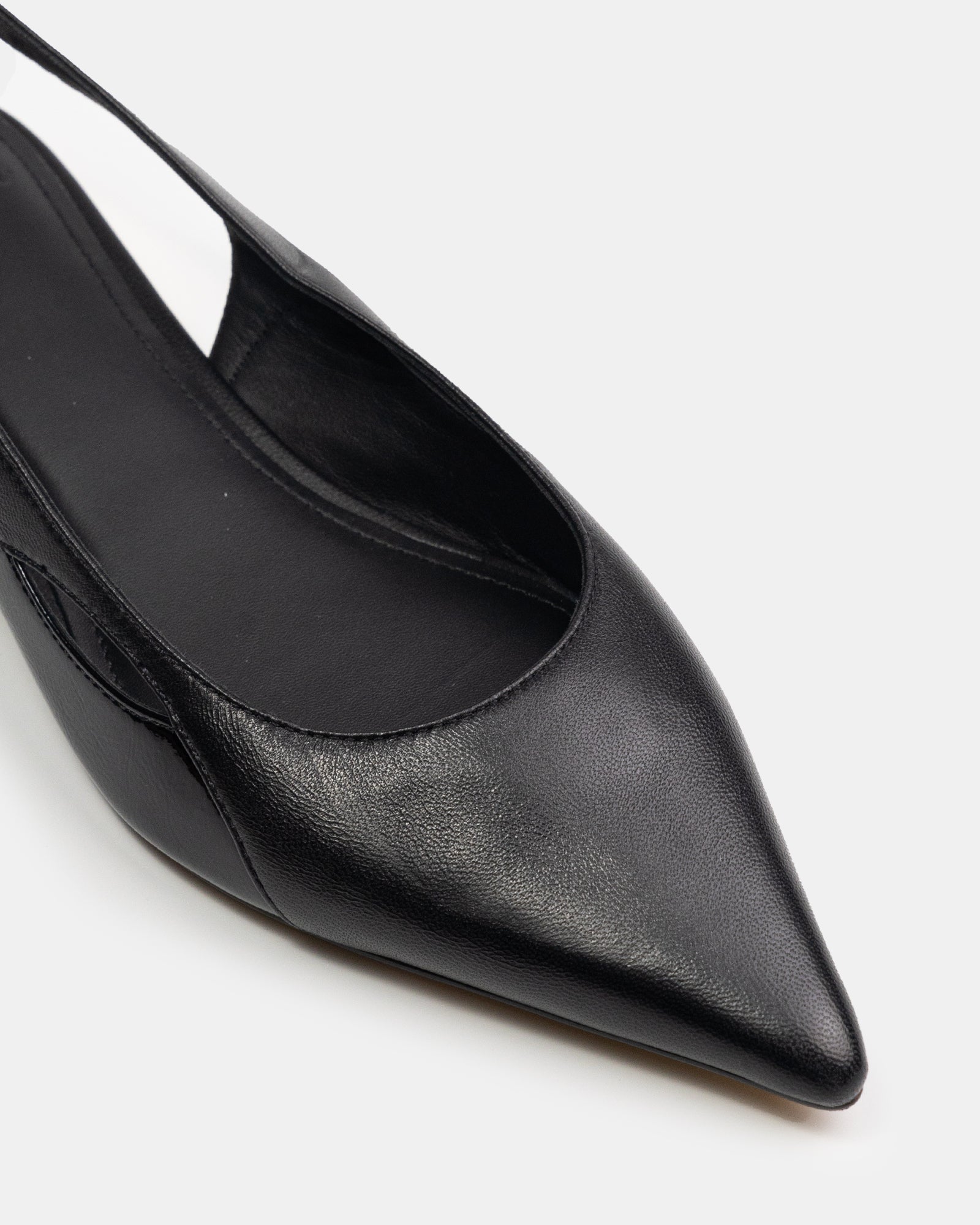 Margaret Black Leather Slingback