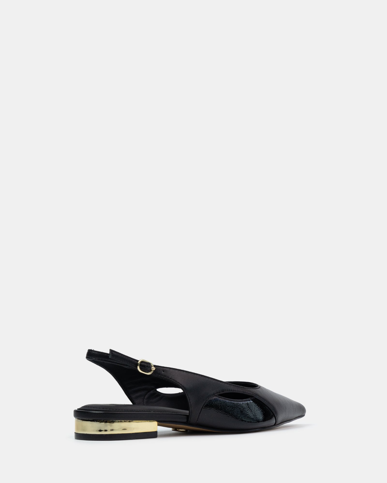 Margaret Black Leather Slingback