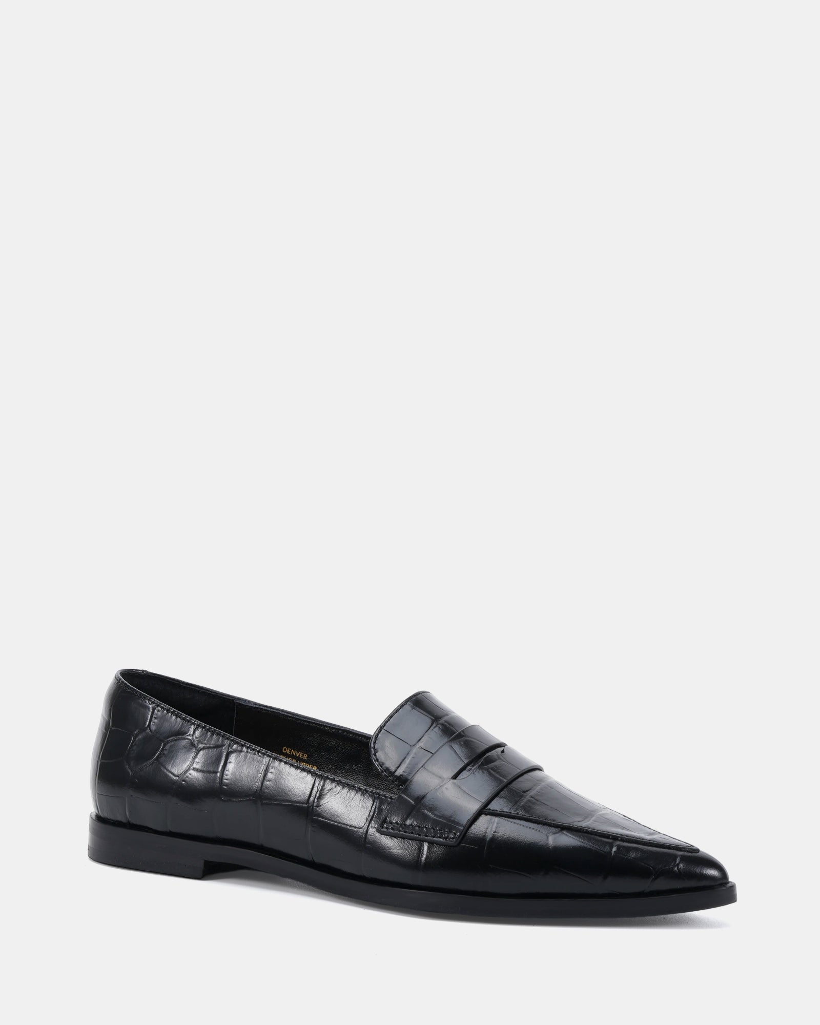 Denver Black Croc Embossed Leather Loafer