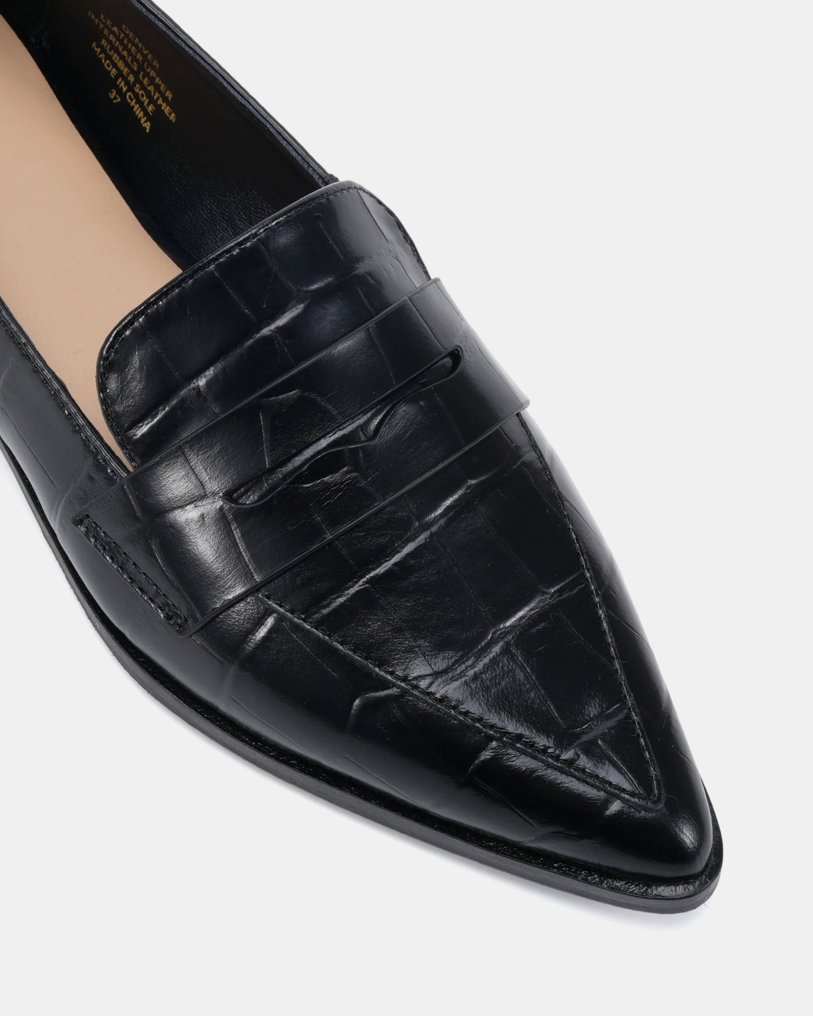 Denver Black Croc Embossed Leather Loafer