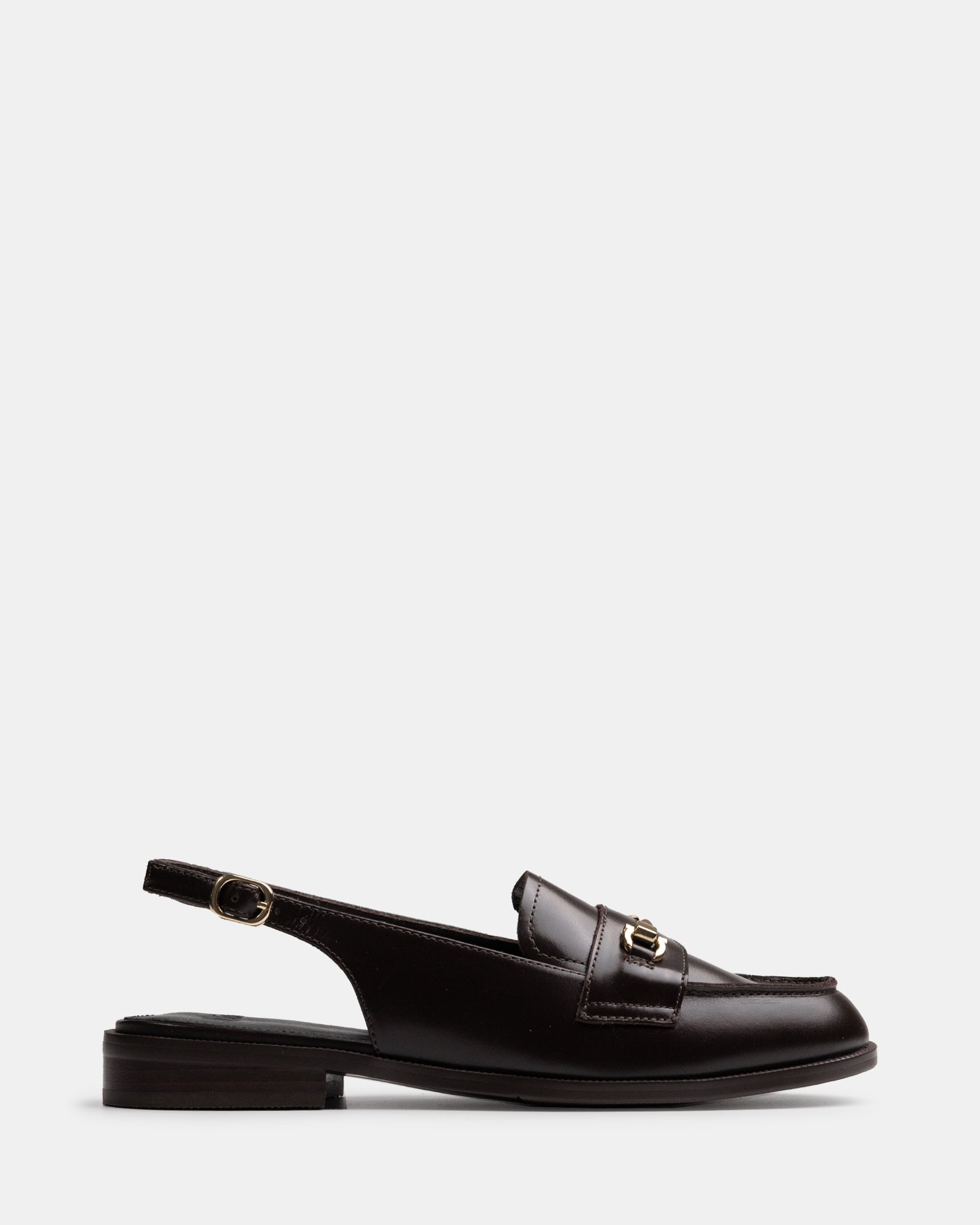 Alexia Dark Brown Leather Slingback Loafer