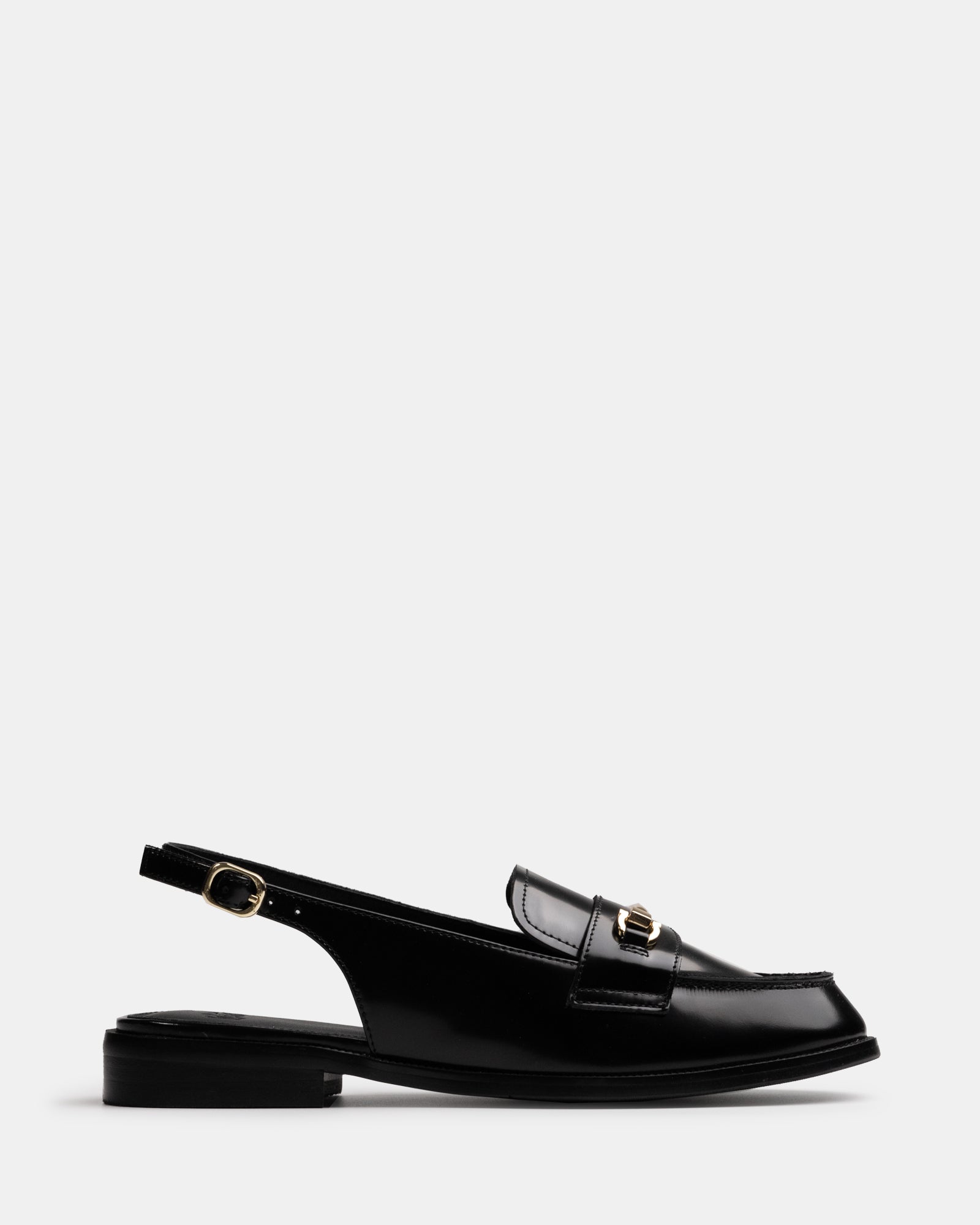 Alexia Black Leather Slingback Loafer