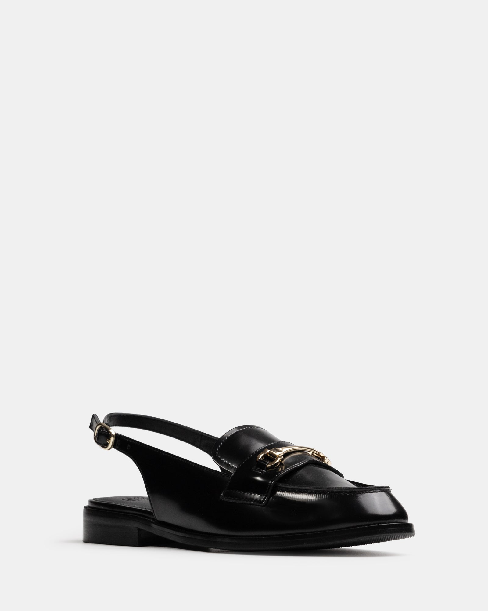 Alexia Black Leather Slingback Loafer