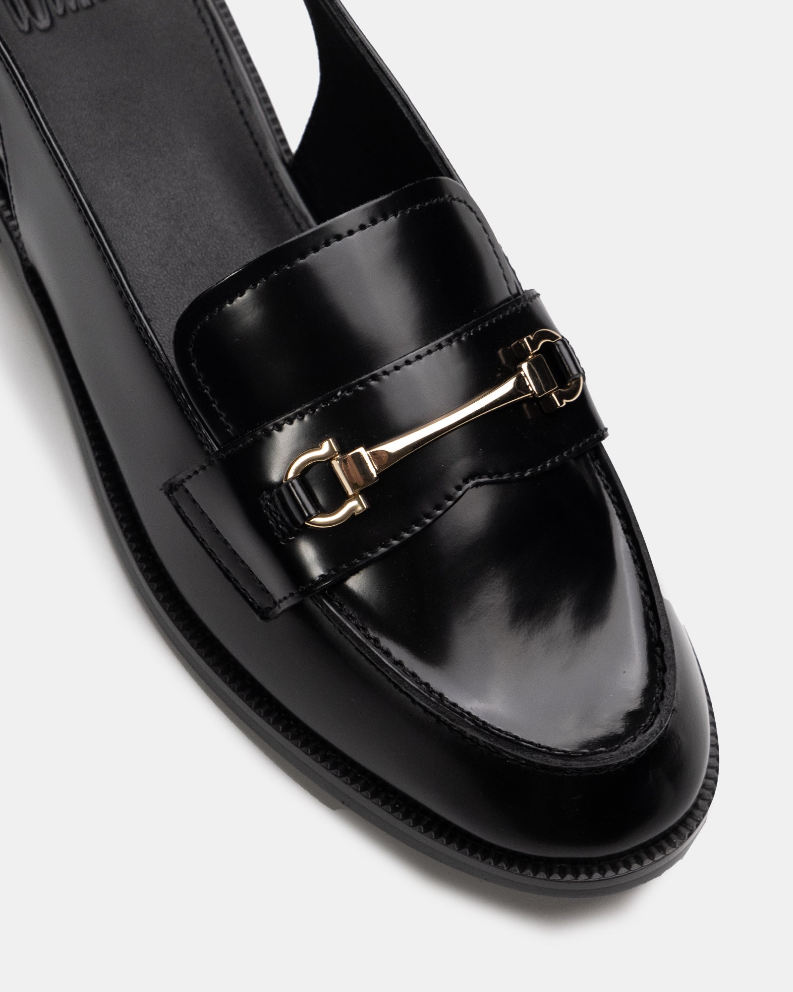 Alexia Black Leather Slingback Loafer