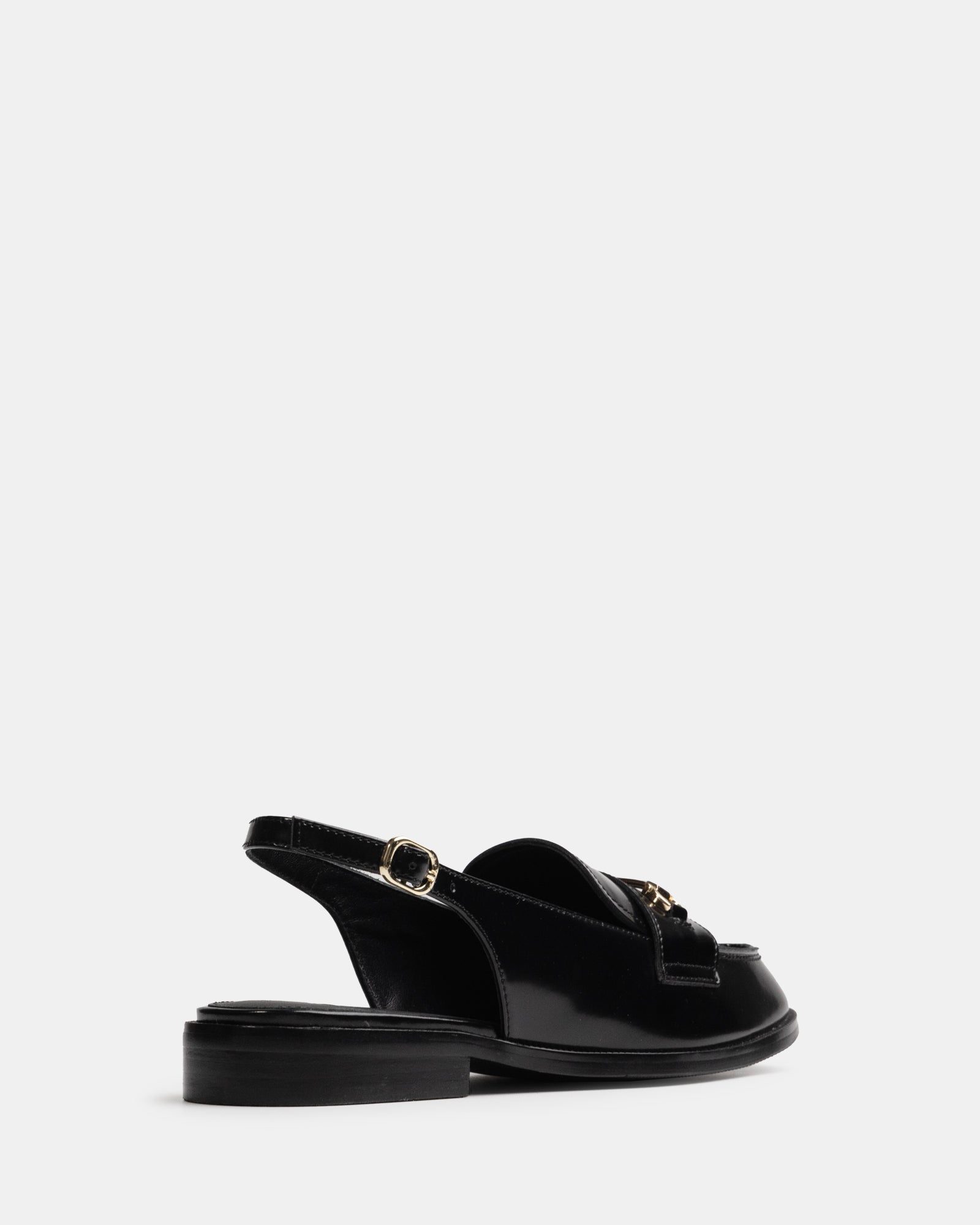 Alexia Black Leather Slingback Loafer