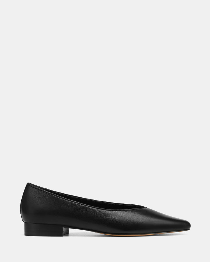 Calio Black Leather Ballet Flat