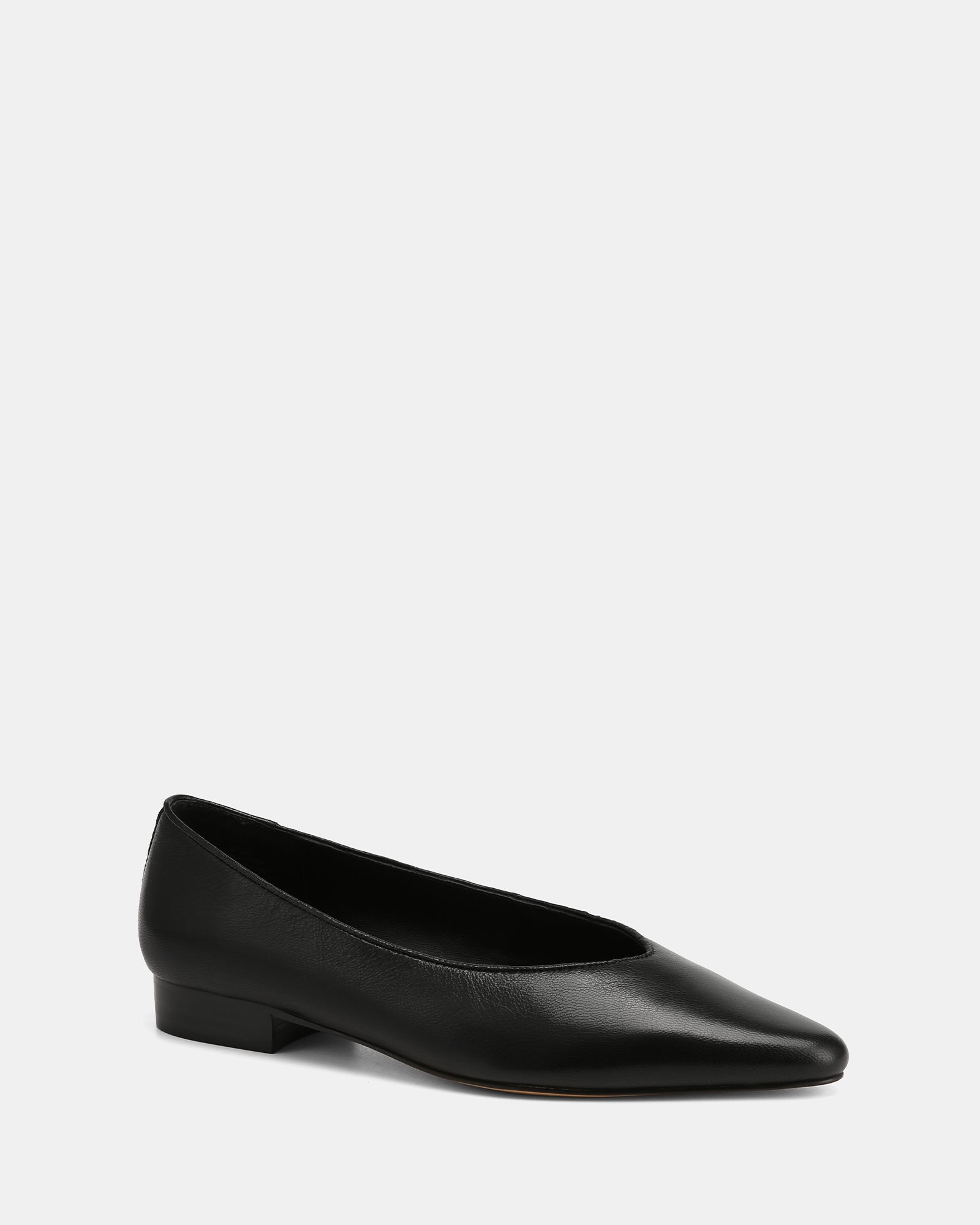 Calio Black Leather Ballet Flat