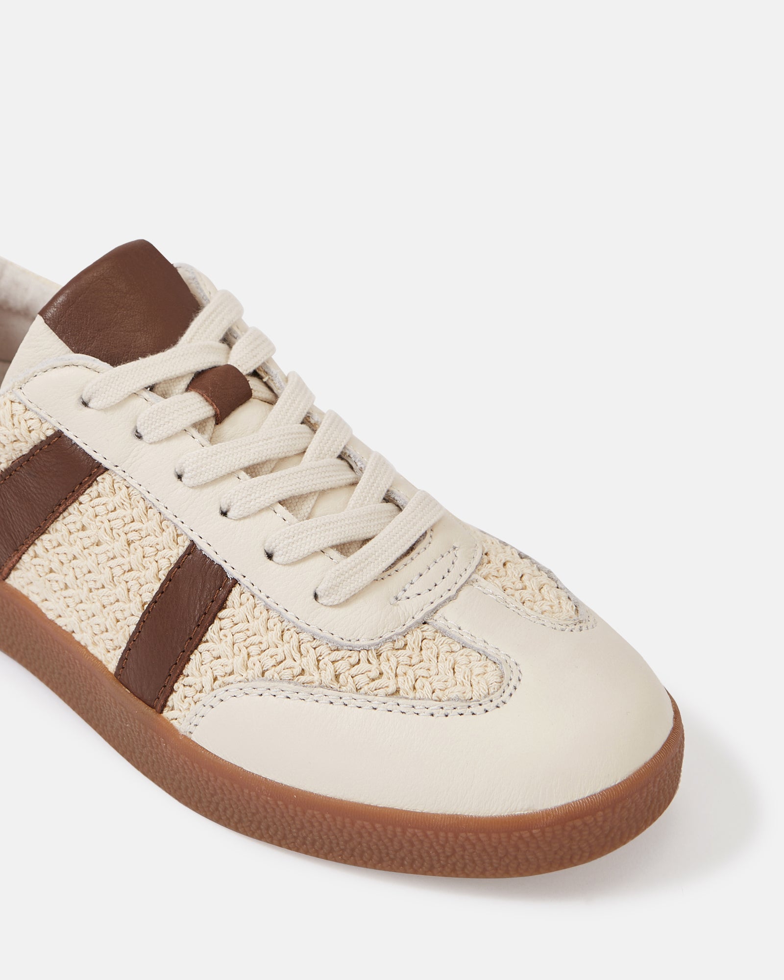 Boston Vintage Ivory Textile and Suede Leather Sneaker