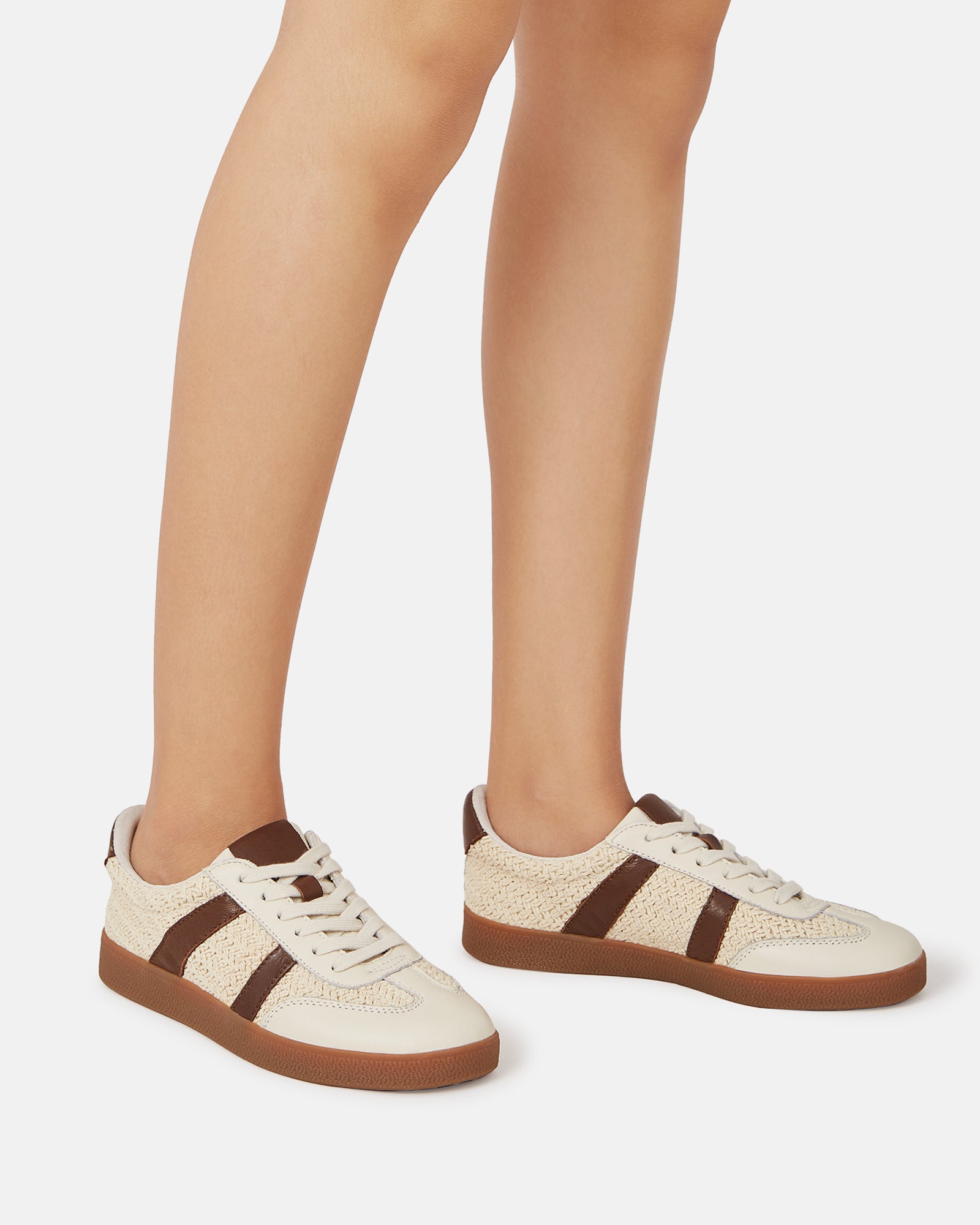 Boston Vintage Ivory Textile and Suede Leather Sneaker