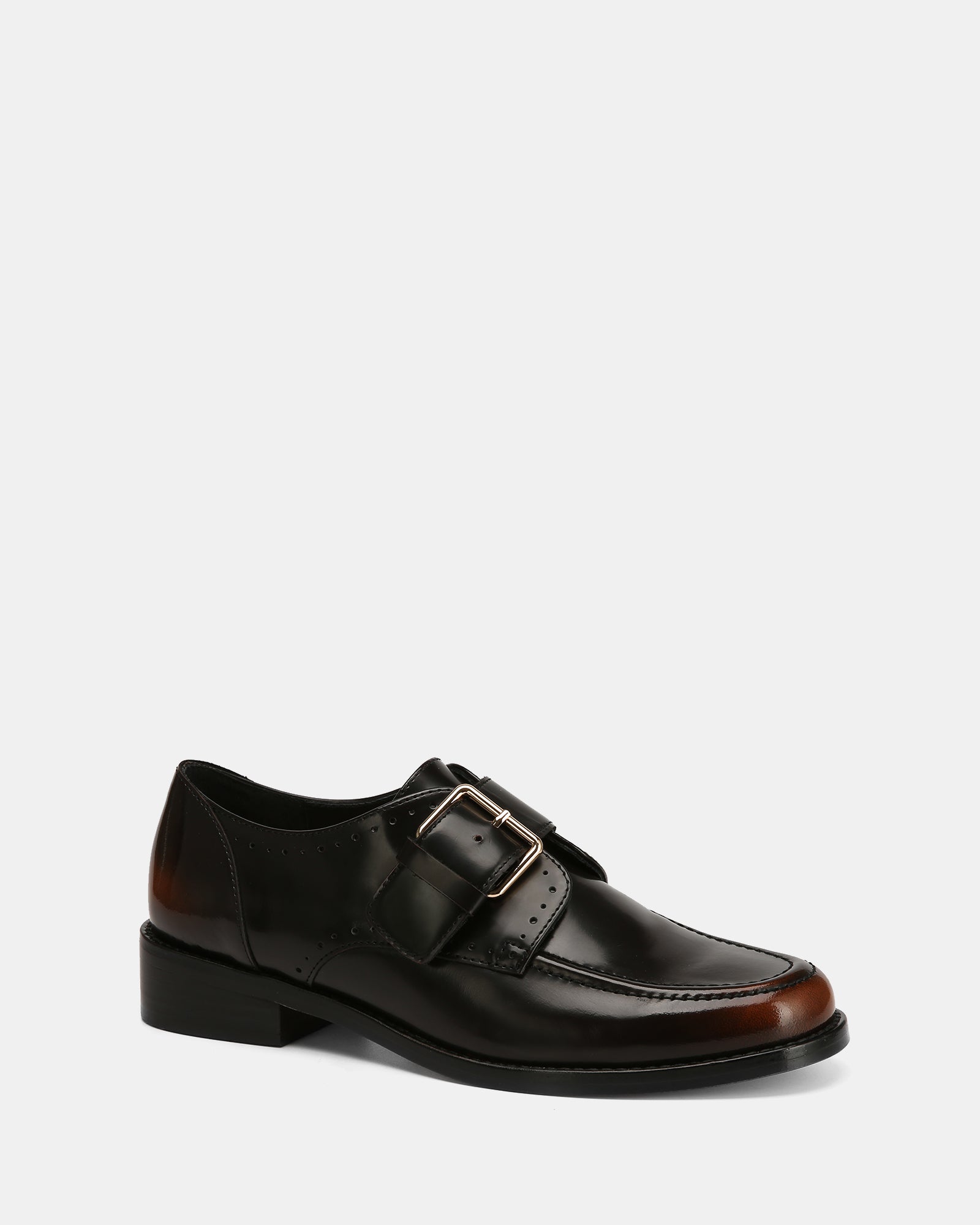 Fredi Dark Brown Leather Monk Strap Loafer