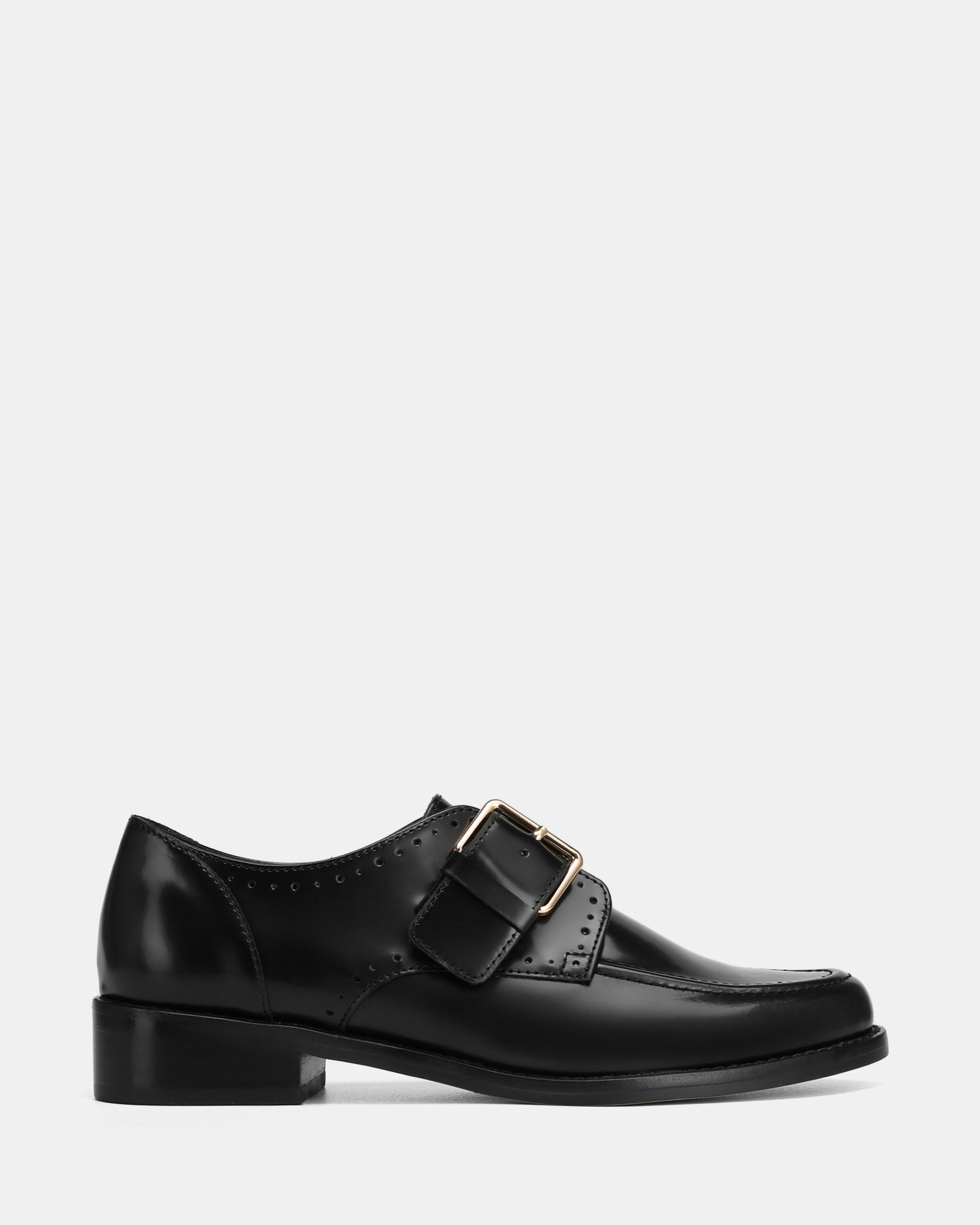 Fredi Black Leather Monk Strap Loafer