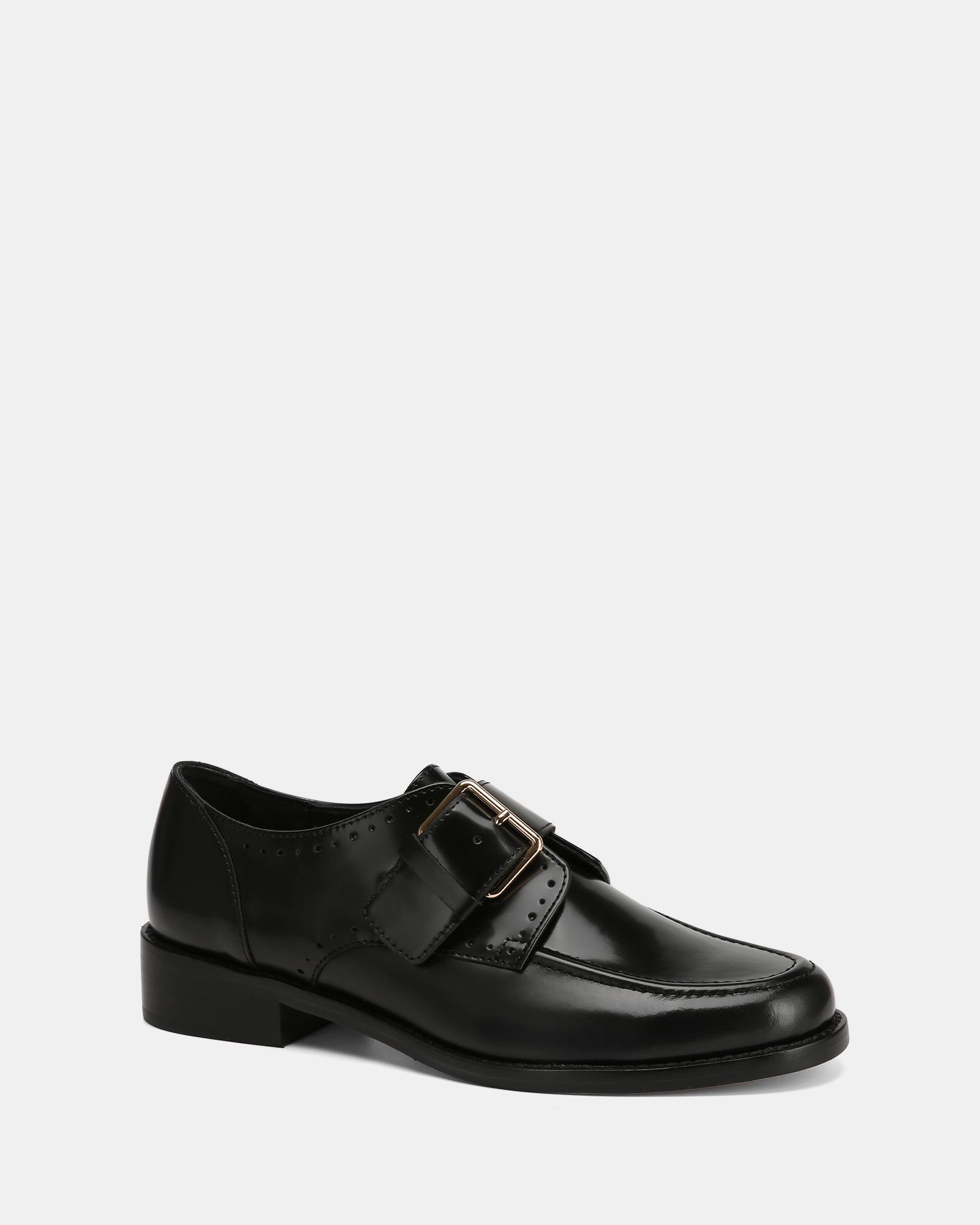 Fredi Black Leather Monk Strap Loafer