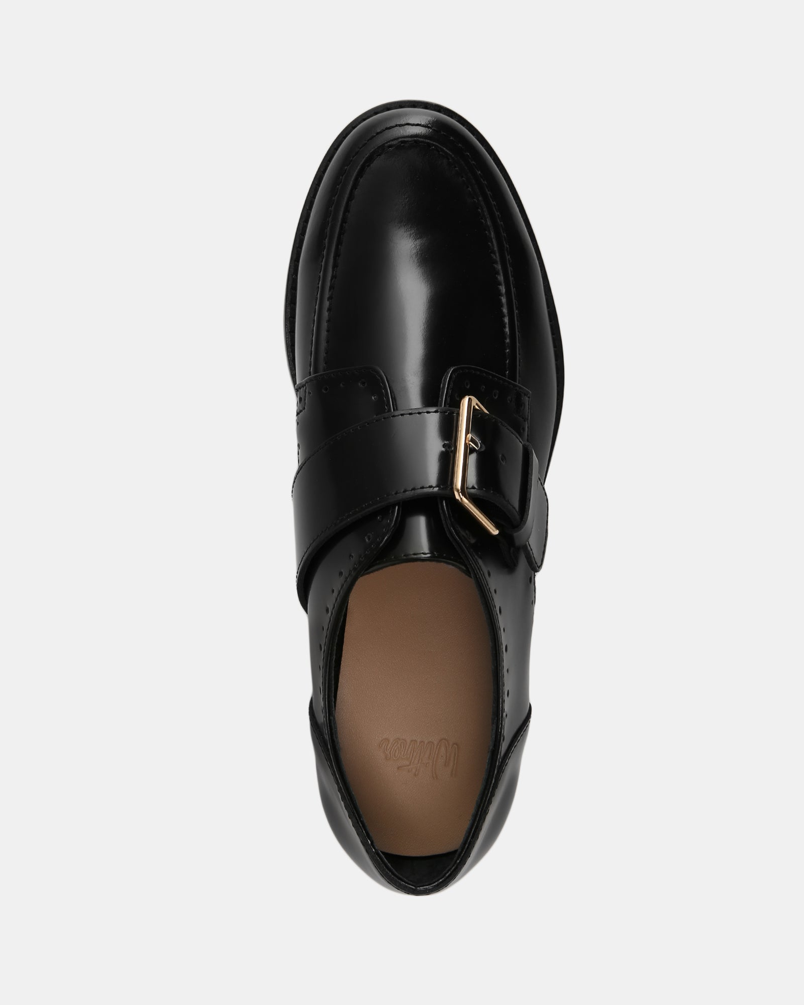 Fredi Black Leather Monk Strap Loafer