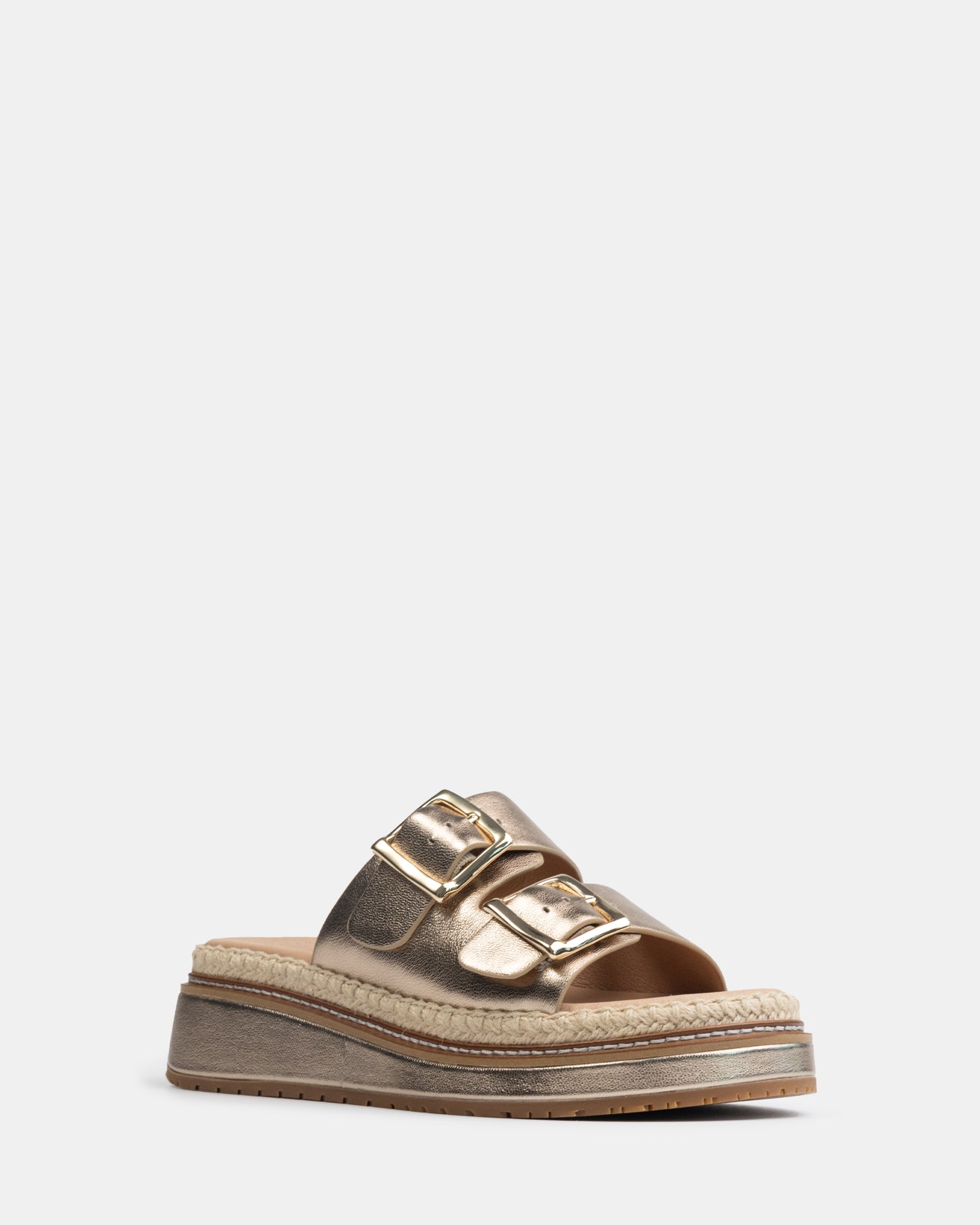Dream Champagne Metallic Leather Flatform