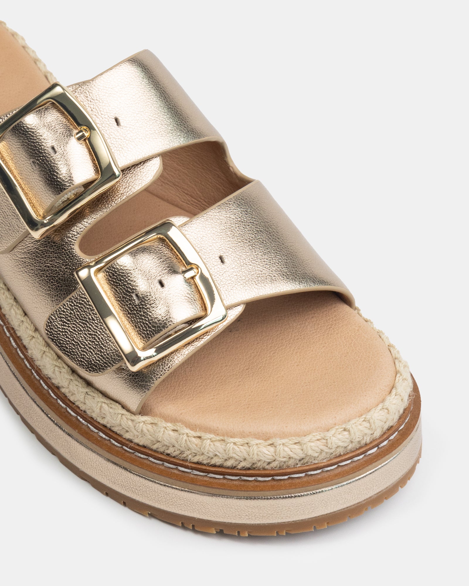 Dream Champagne Metallic Leather Flatform