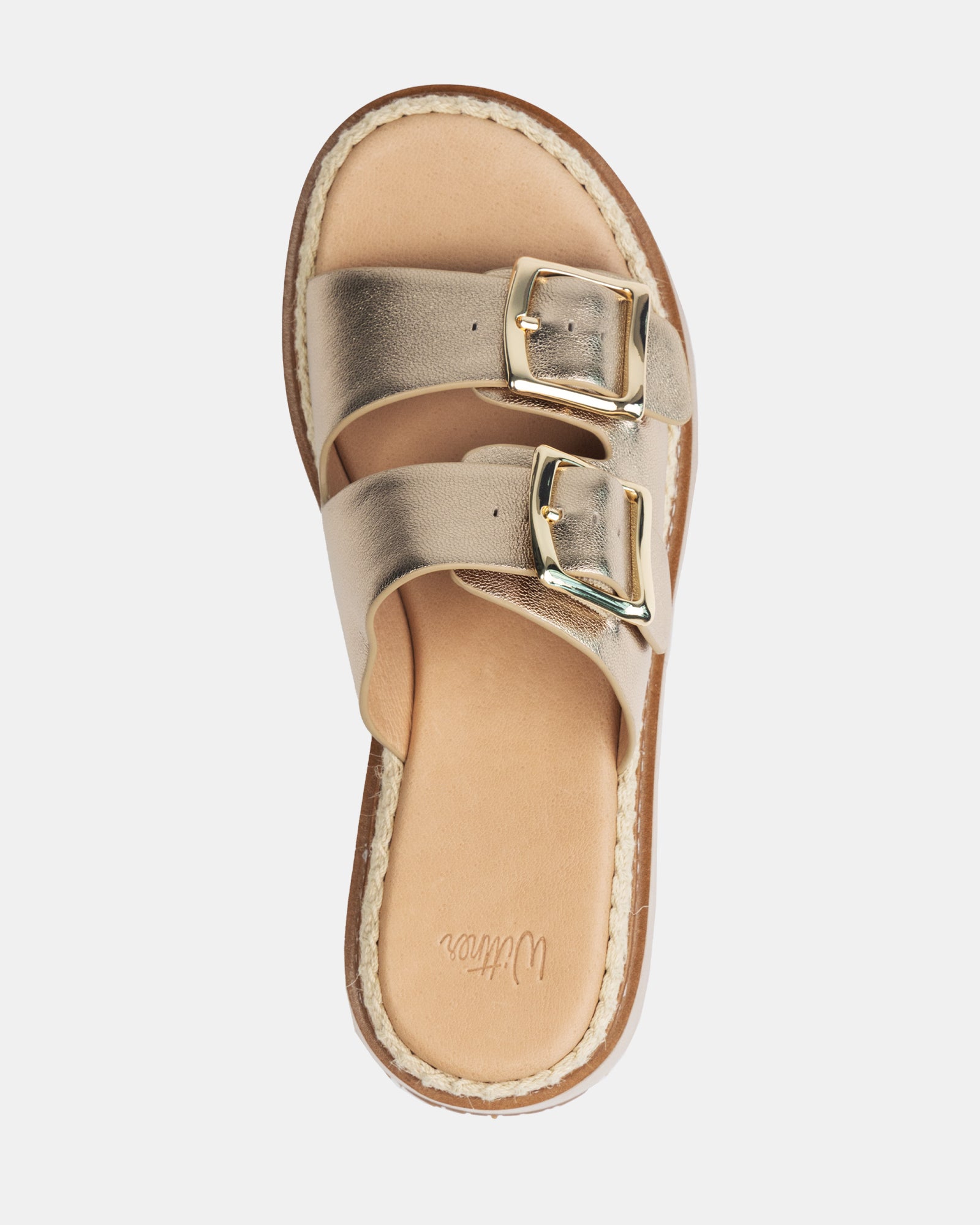 Dream Champagne Metallic Leather Flatform