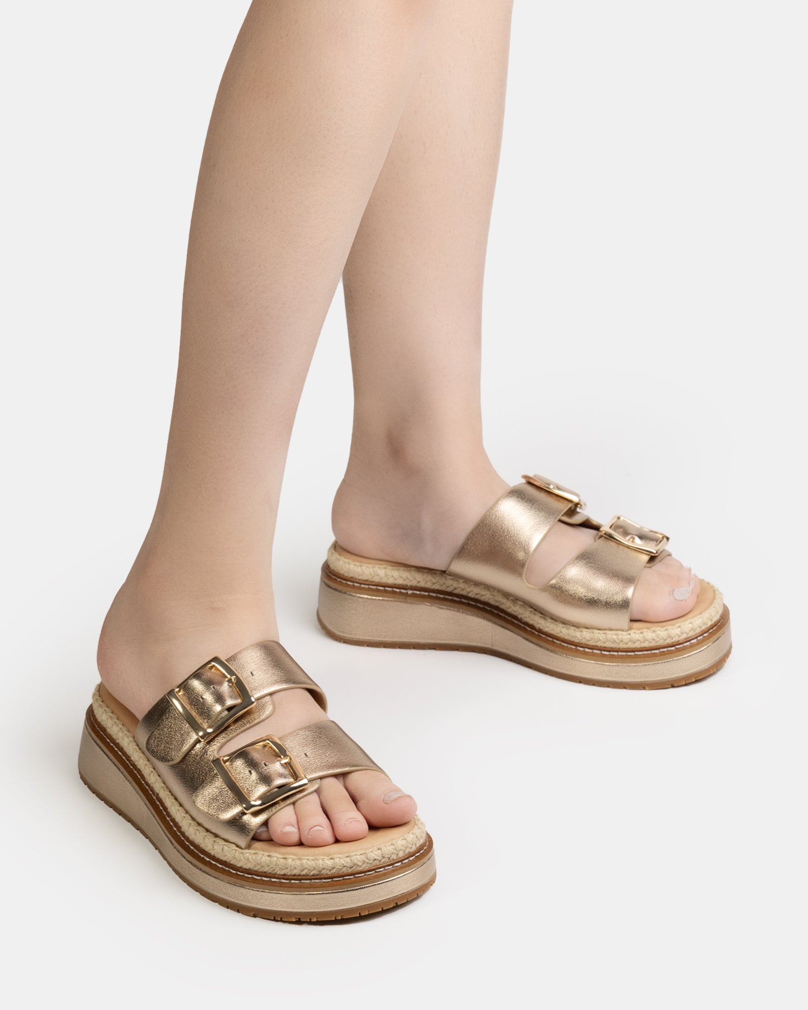 Dream Champagne Metallic Leather Flatform