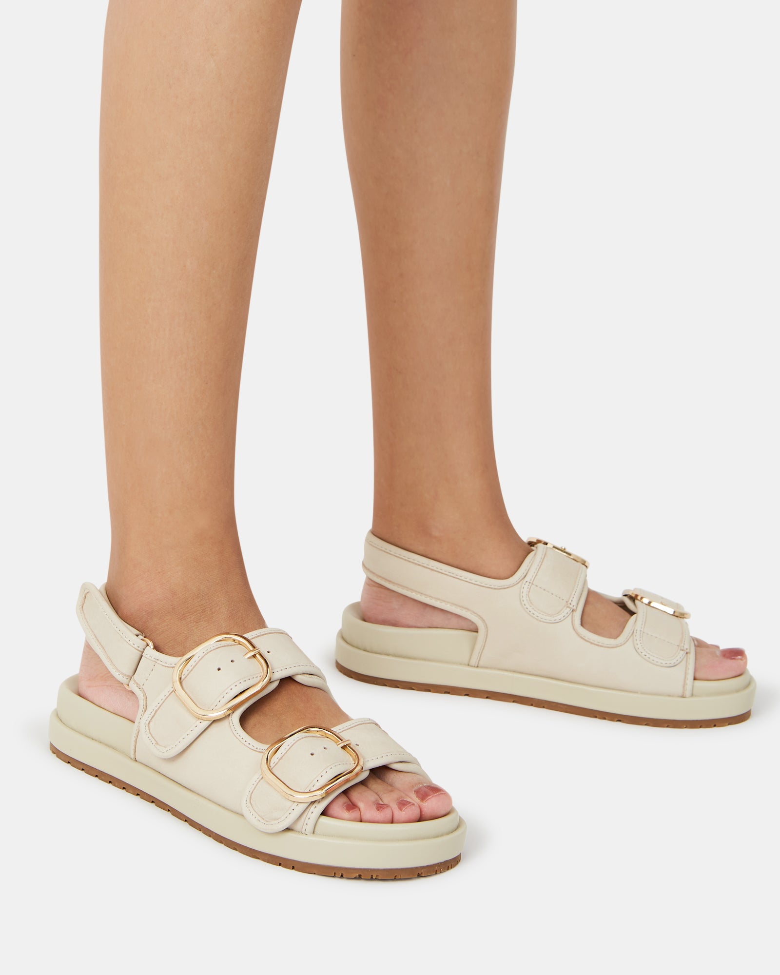 Atticus Vintage Ivory Pebble Leather Flatform