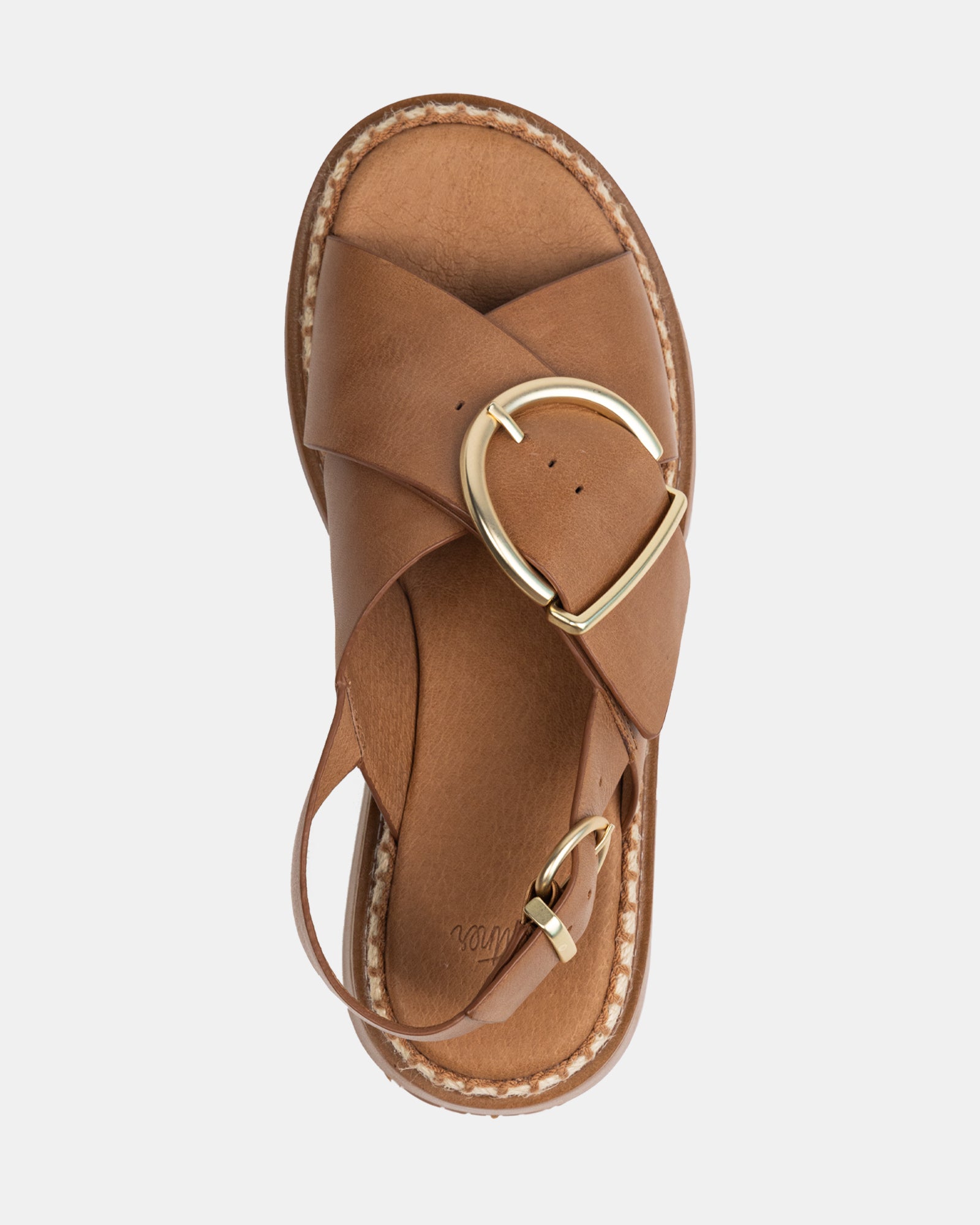 Deia Dark Cognac Pebble Leather Flatform