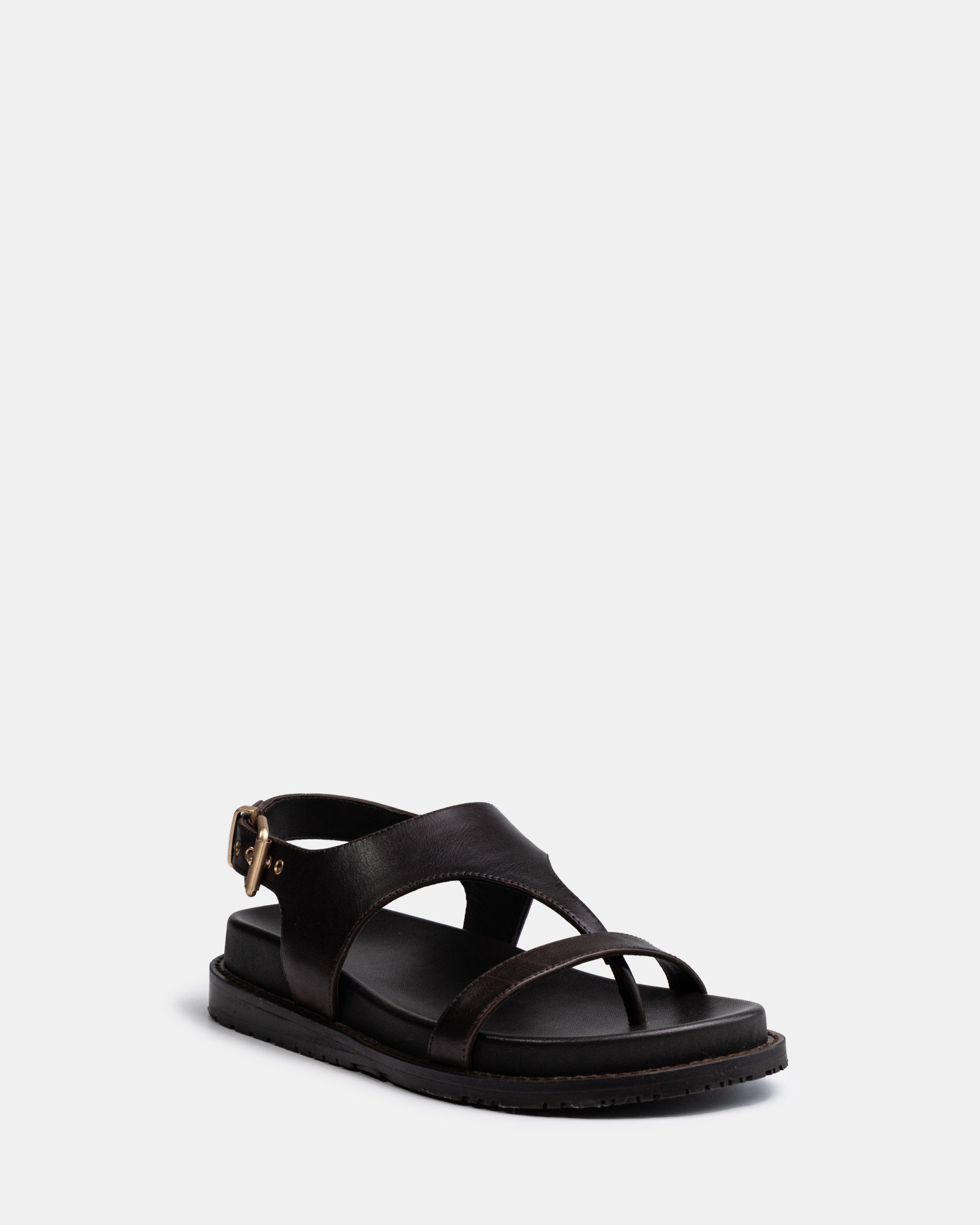 Anina Espresso Pebble Leather Footbed Sandal