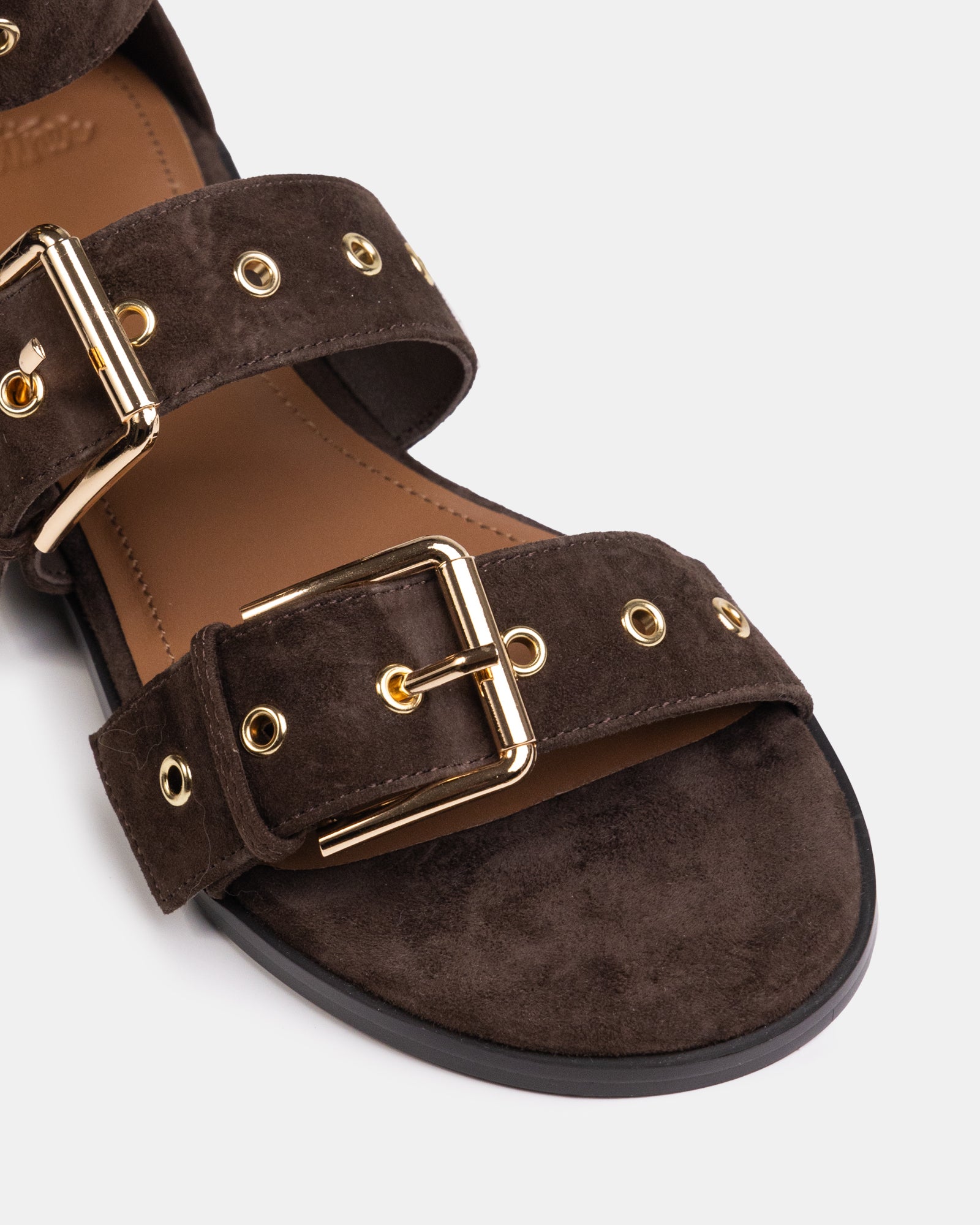 Elyssa Espresso Suede Leather Sandal