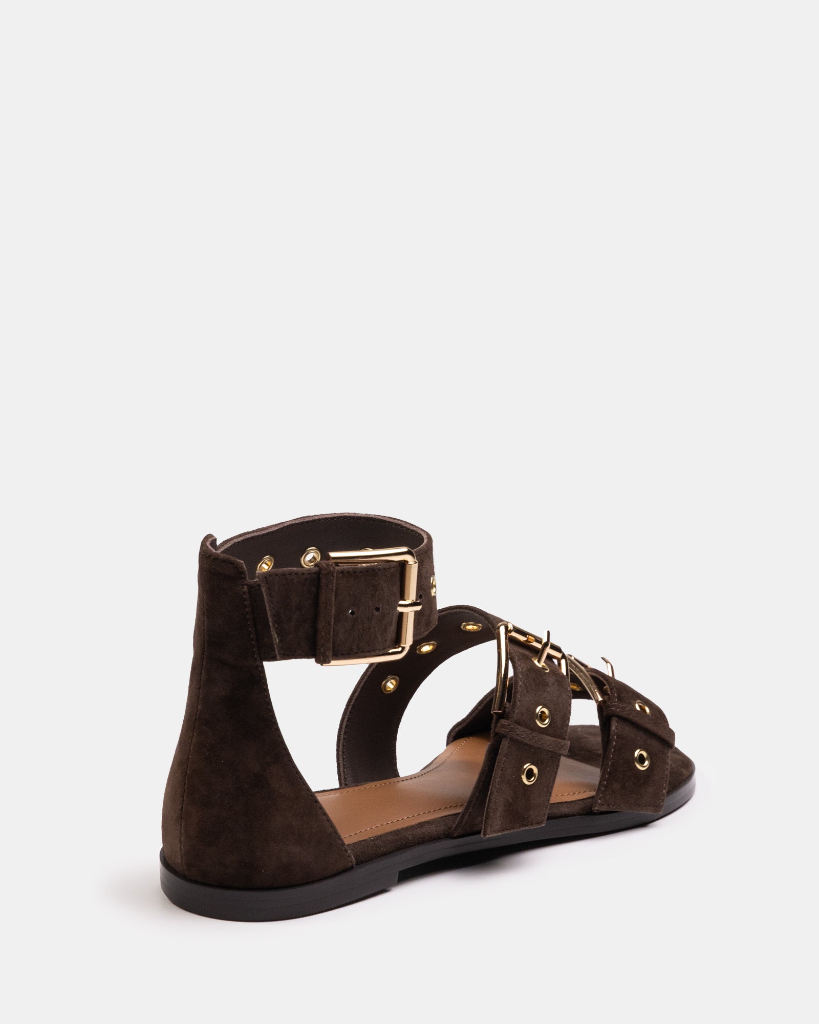 Elyssa Espresso Suede Leather Sandal
