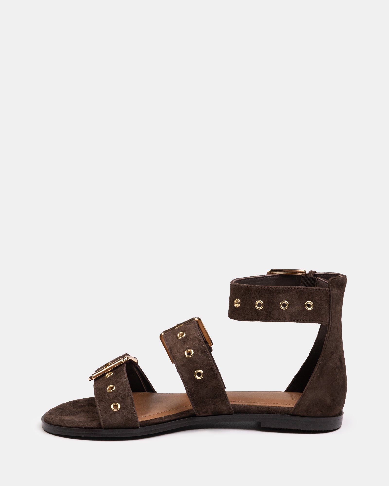 Elyssa Espresso Suede Leather Sandal