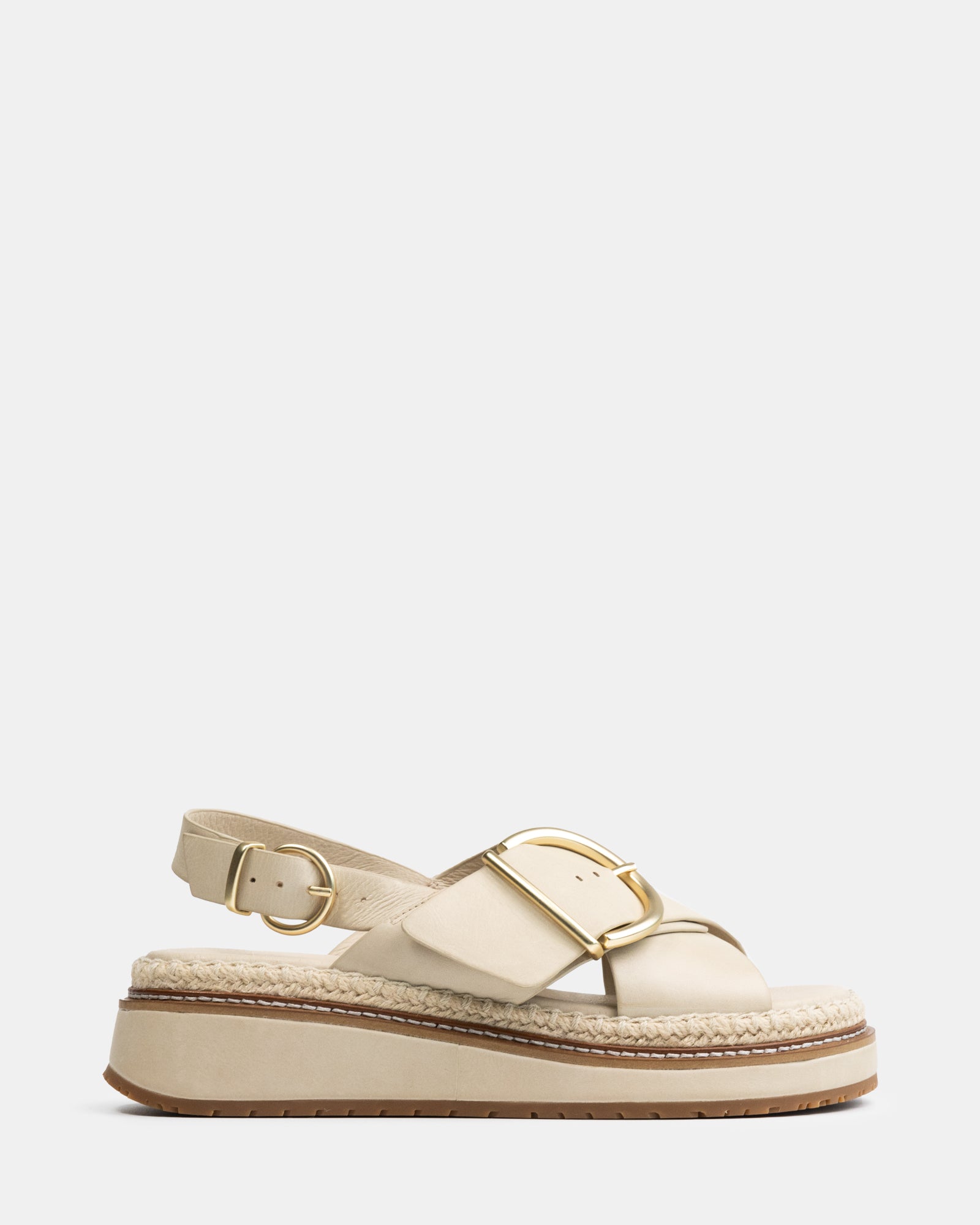 Deia Vintage Ivory Pebble Leather Flatform