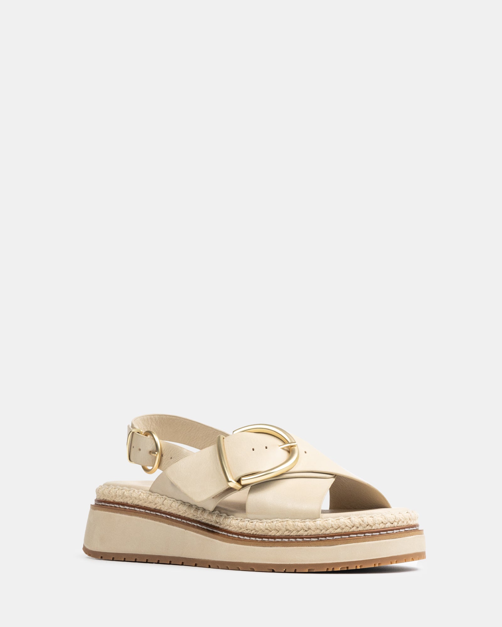 Deia Vintage Ivory Pebble Leather Flatform