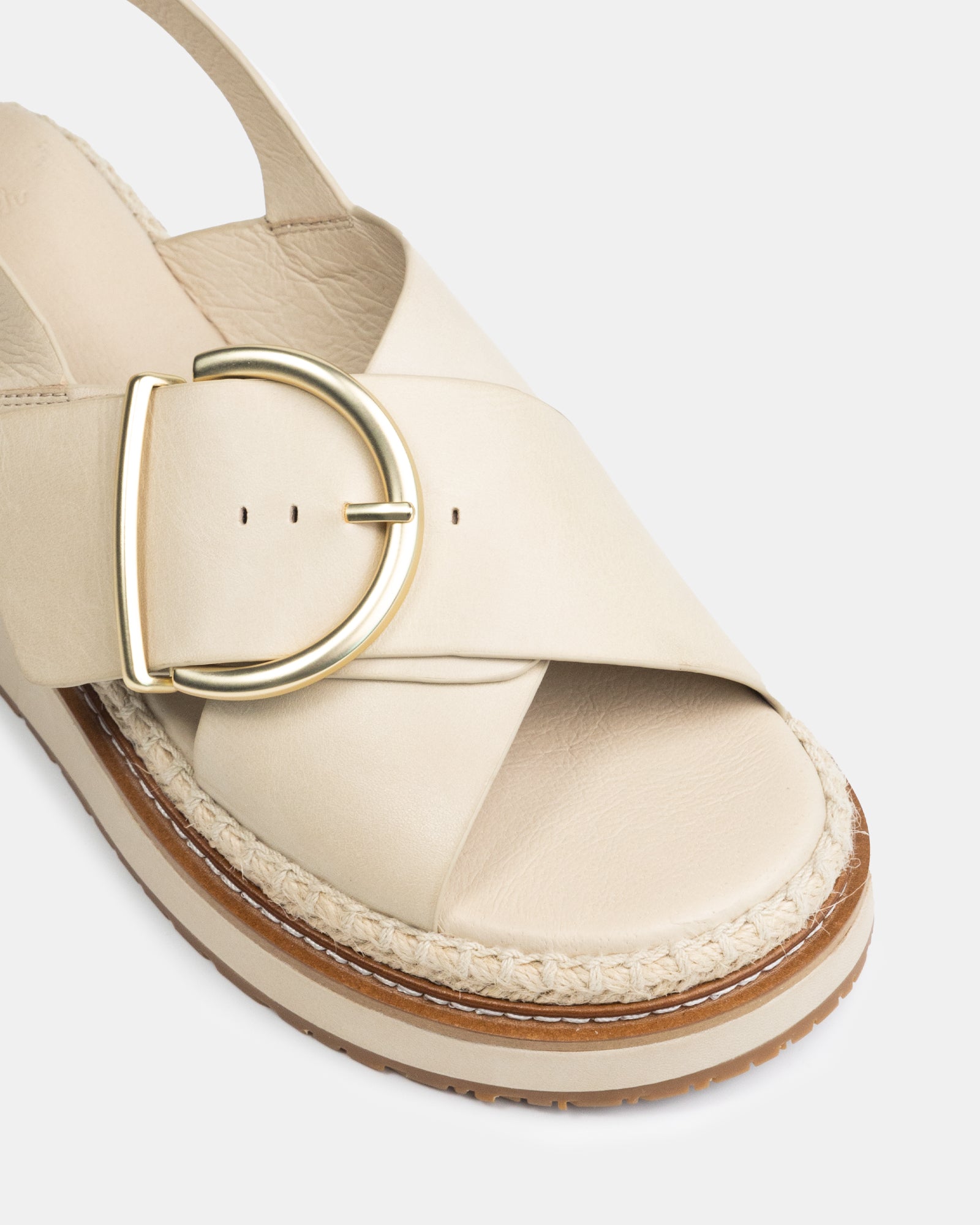 Deia Vintage Ivory Pebble Leather Flatform