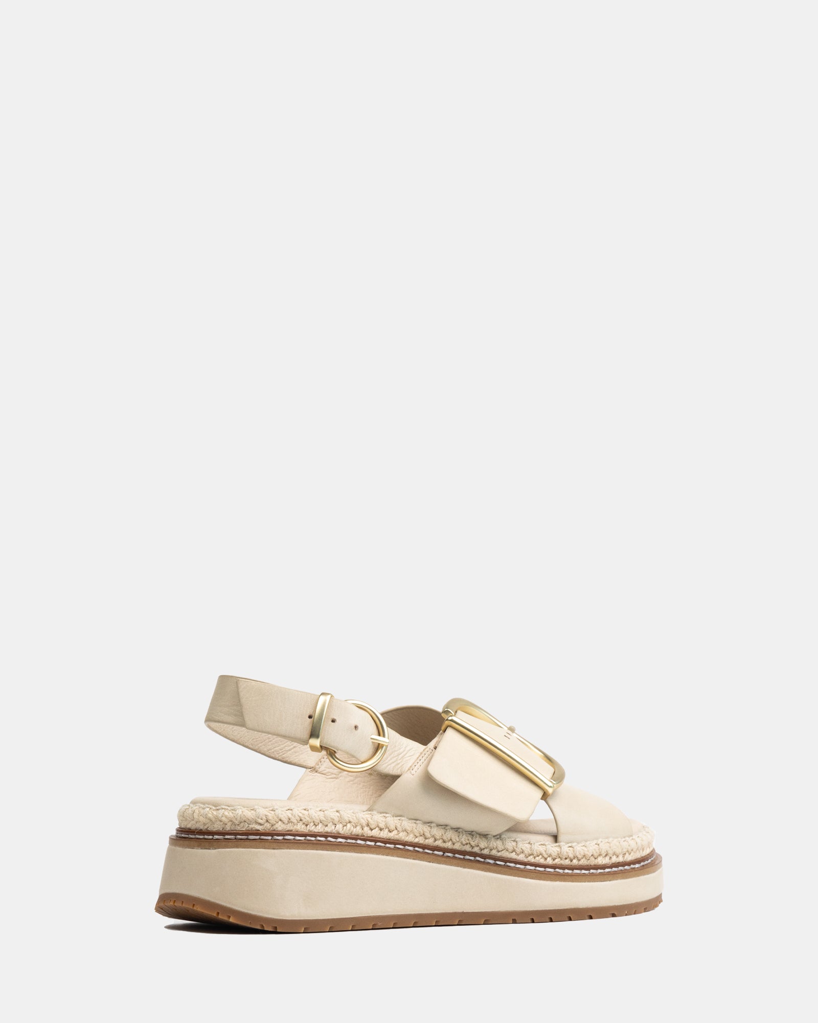 Deia Vintage Ivory Pebble Leather Flatform