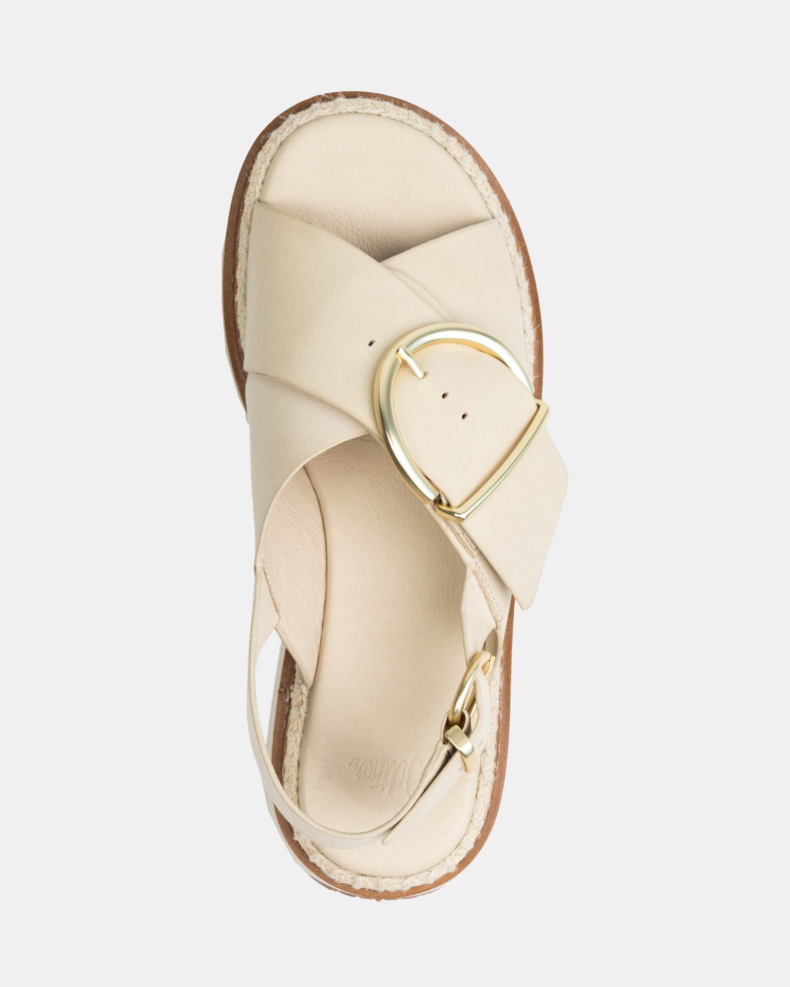 Deia Vintage Ivory Pebble Leather Flatform
