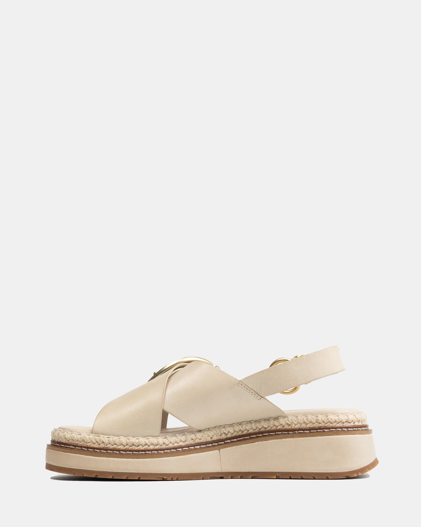 Deia Vintage Ivory Pebble Leather Flatform