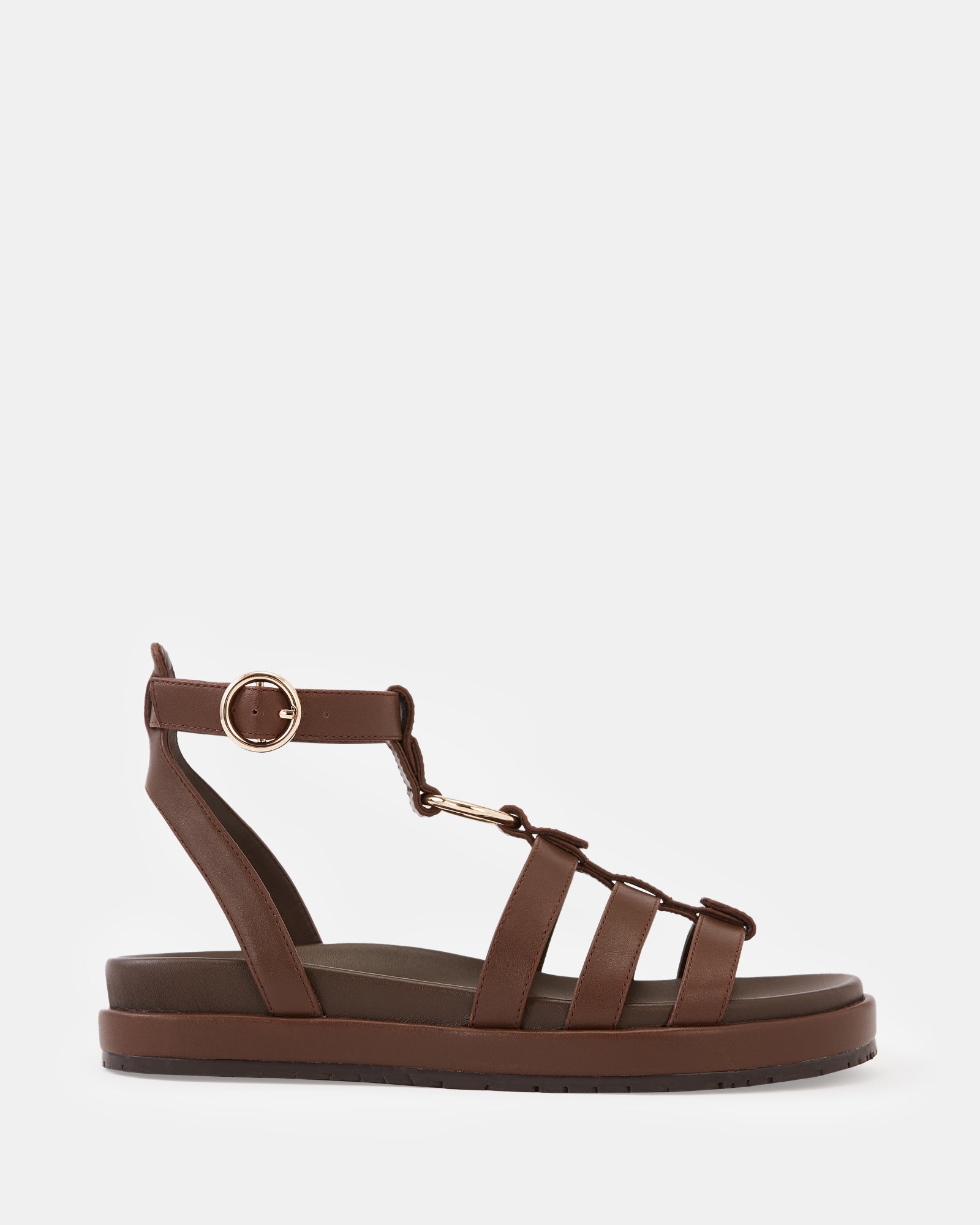 Bruna Tawny Brown Leather Sandal