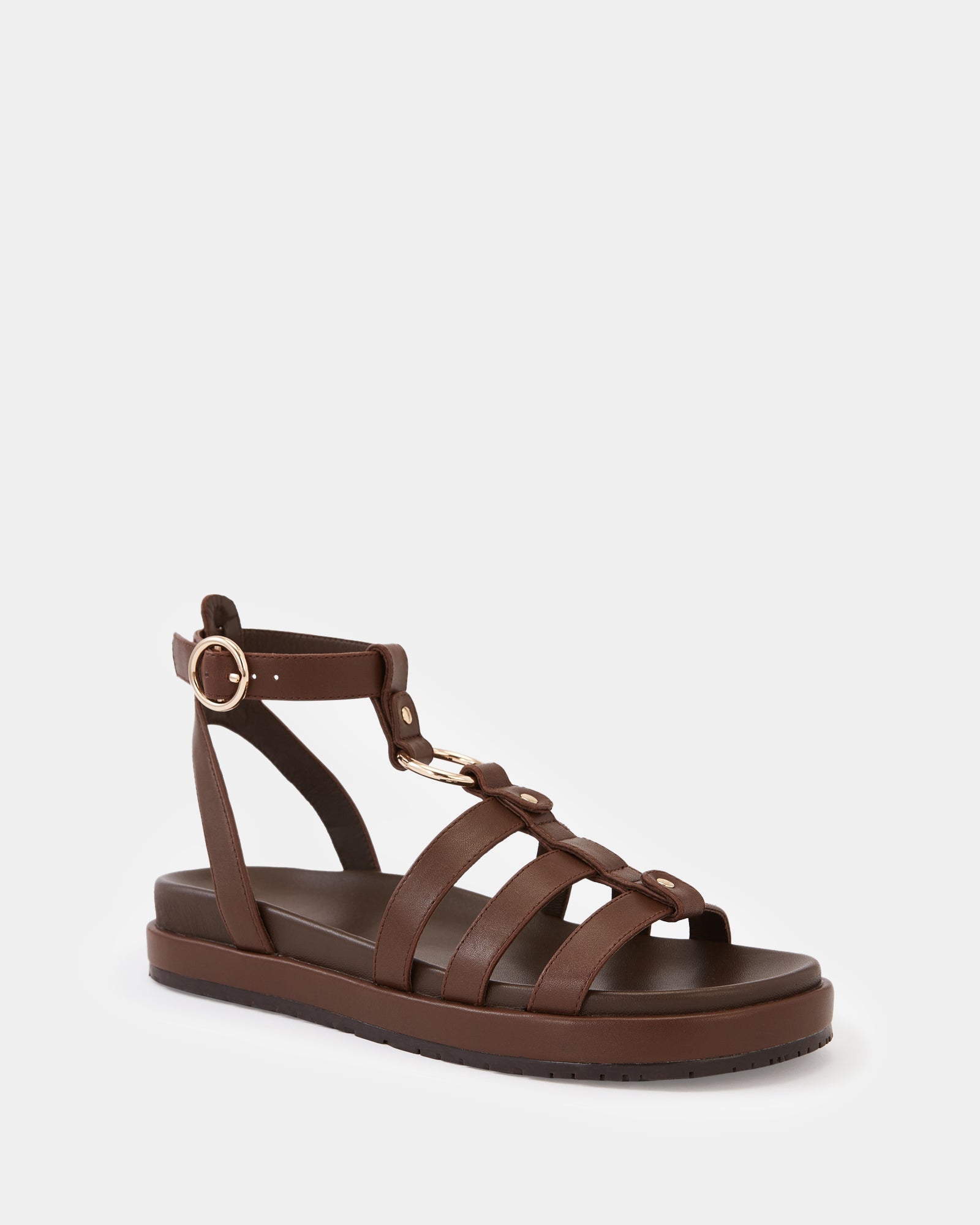 Bruna Tawny Brown Leather Sandal
