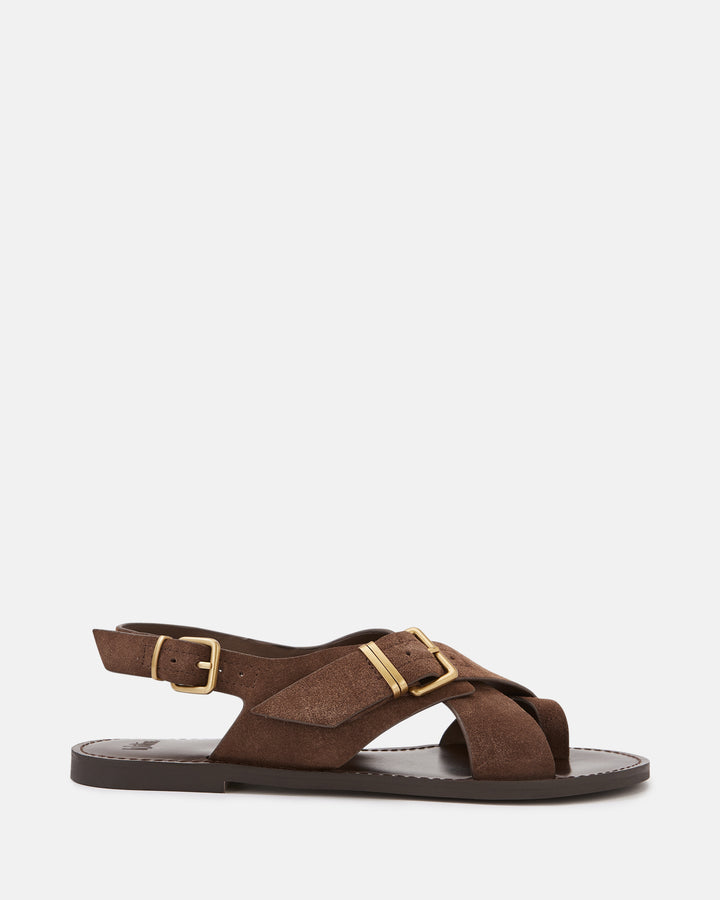 Danna Tawny Brown Suede Leather Sandal