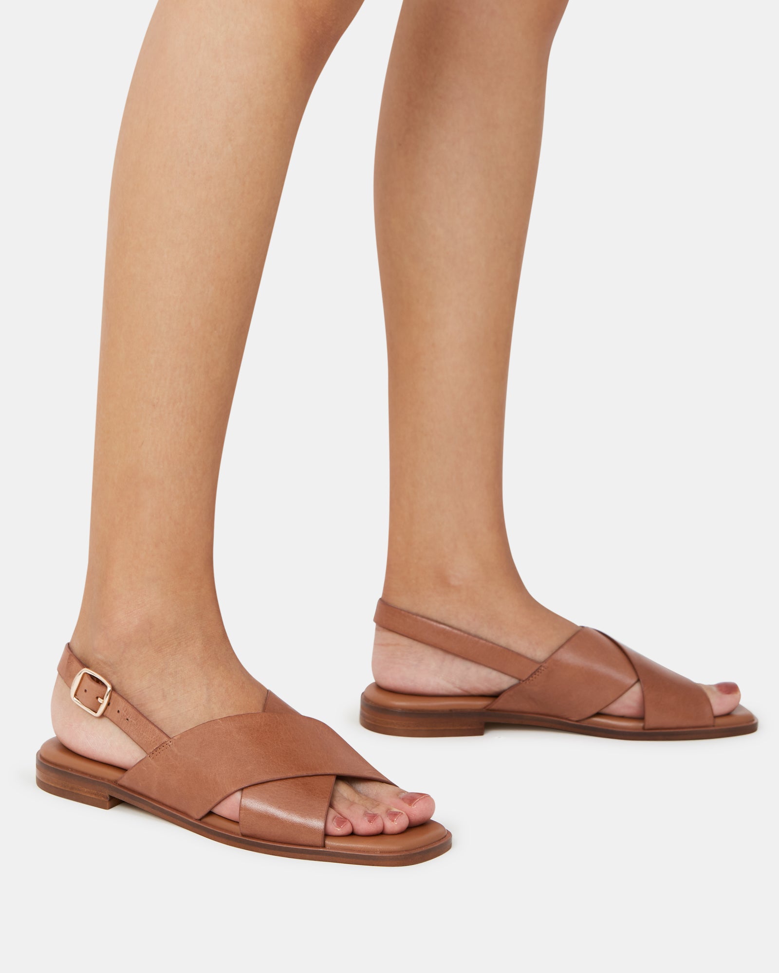 Deon Dark Cognac Leather Sandal