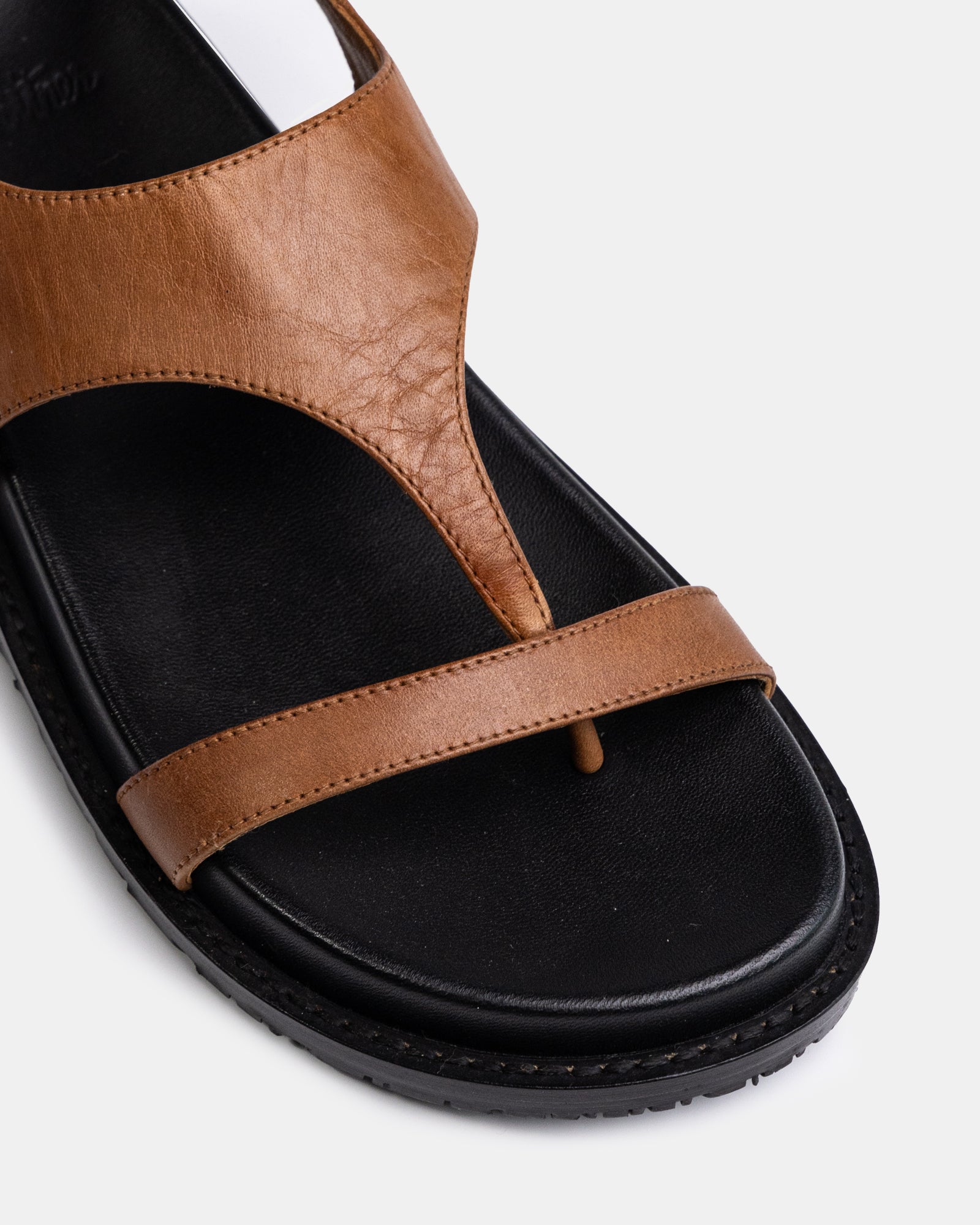 Anina Dark Cognac Leather Footbed Sandal