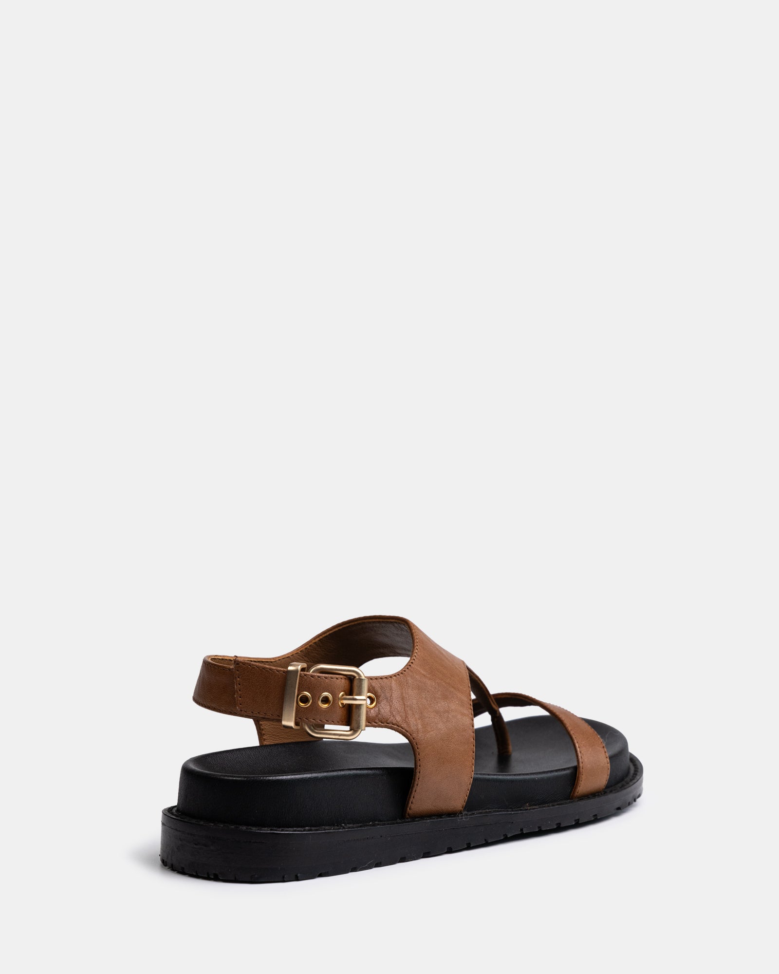Anina Dark Cognac Leather Footbed Sandal