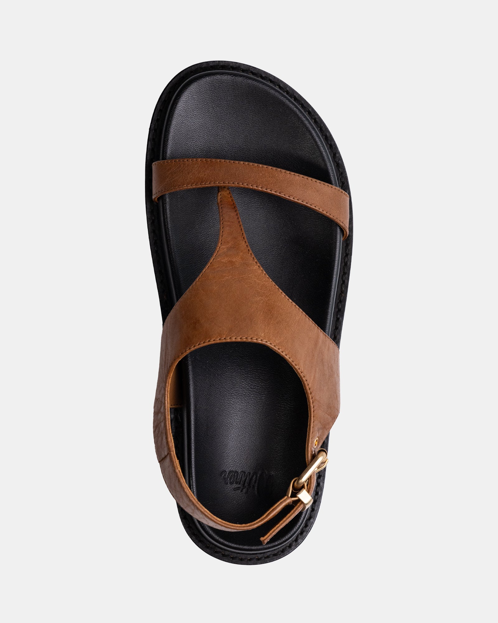 Anina Dark Cognac Leather Footbed Sandal