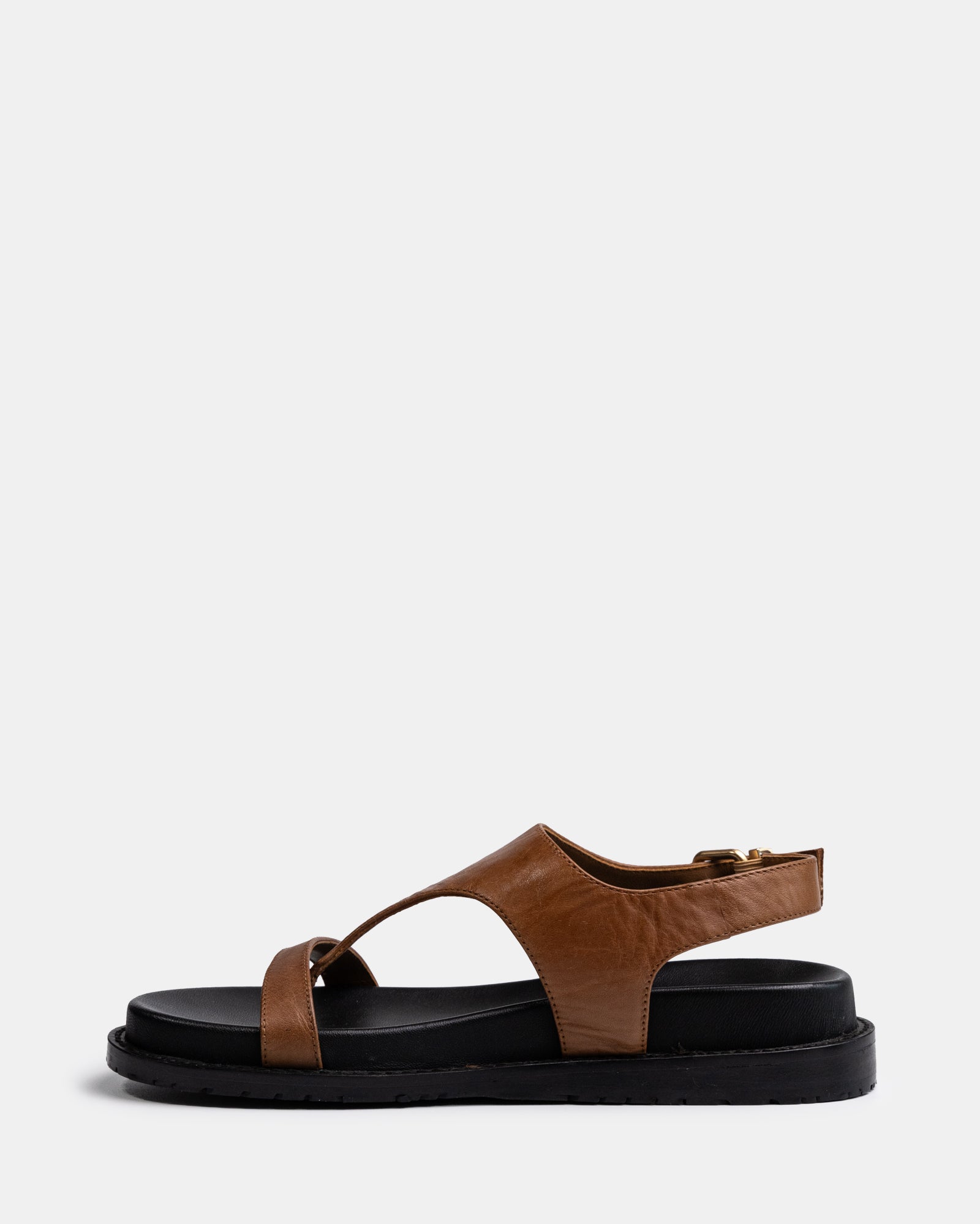 Anina Dark Cognac Leather Footbed Sandal