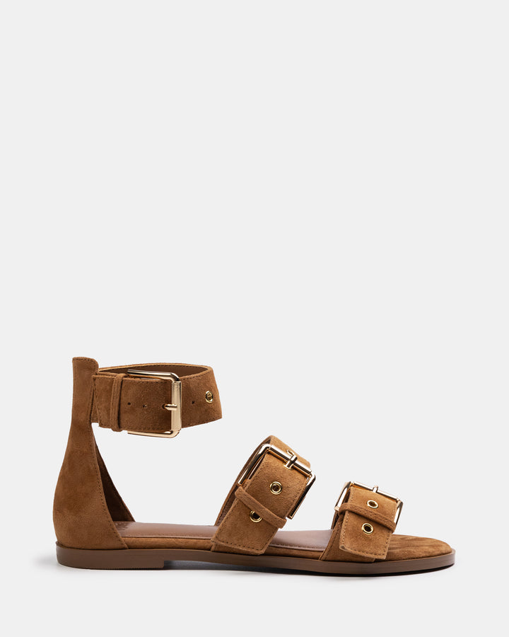 Elyssa Burnt Almond Suede Leather Sandal